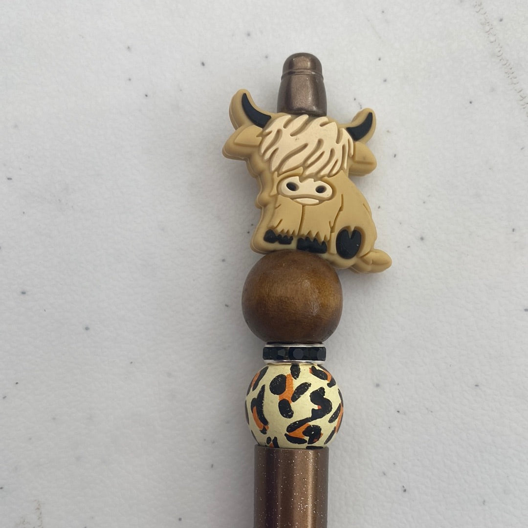 Highland Cow Beaded Pens