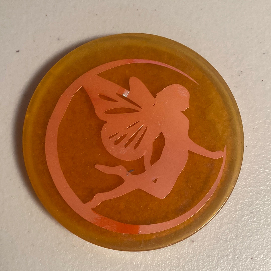Round Iridescent Fairy Coasters - Handmade with Resin & Cork