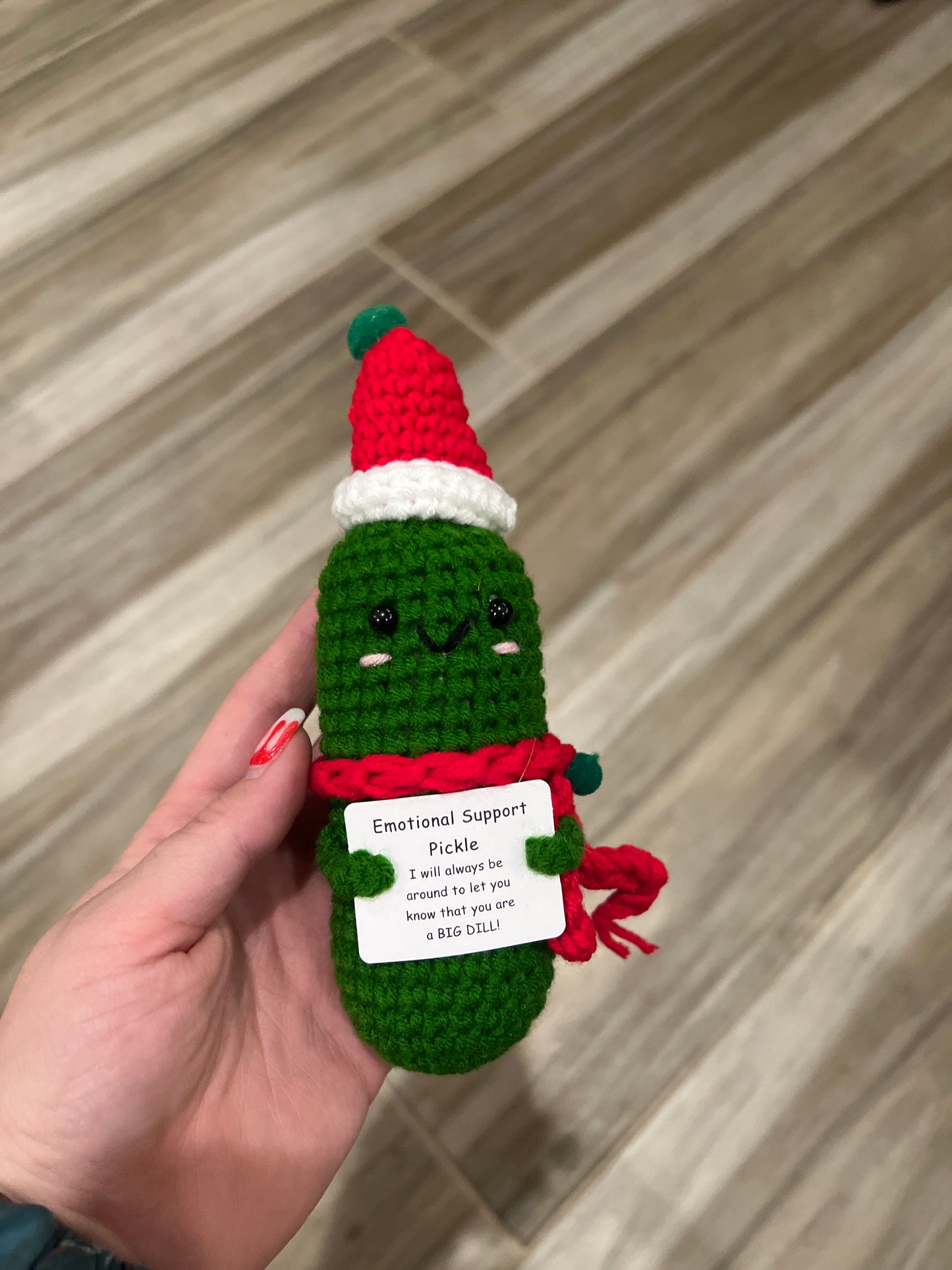 Christmas Emotional Support Pickle Crochet Plushie