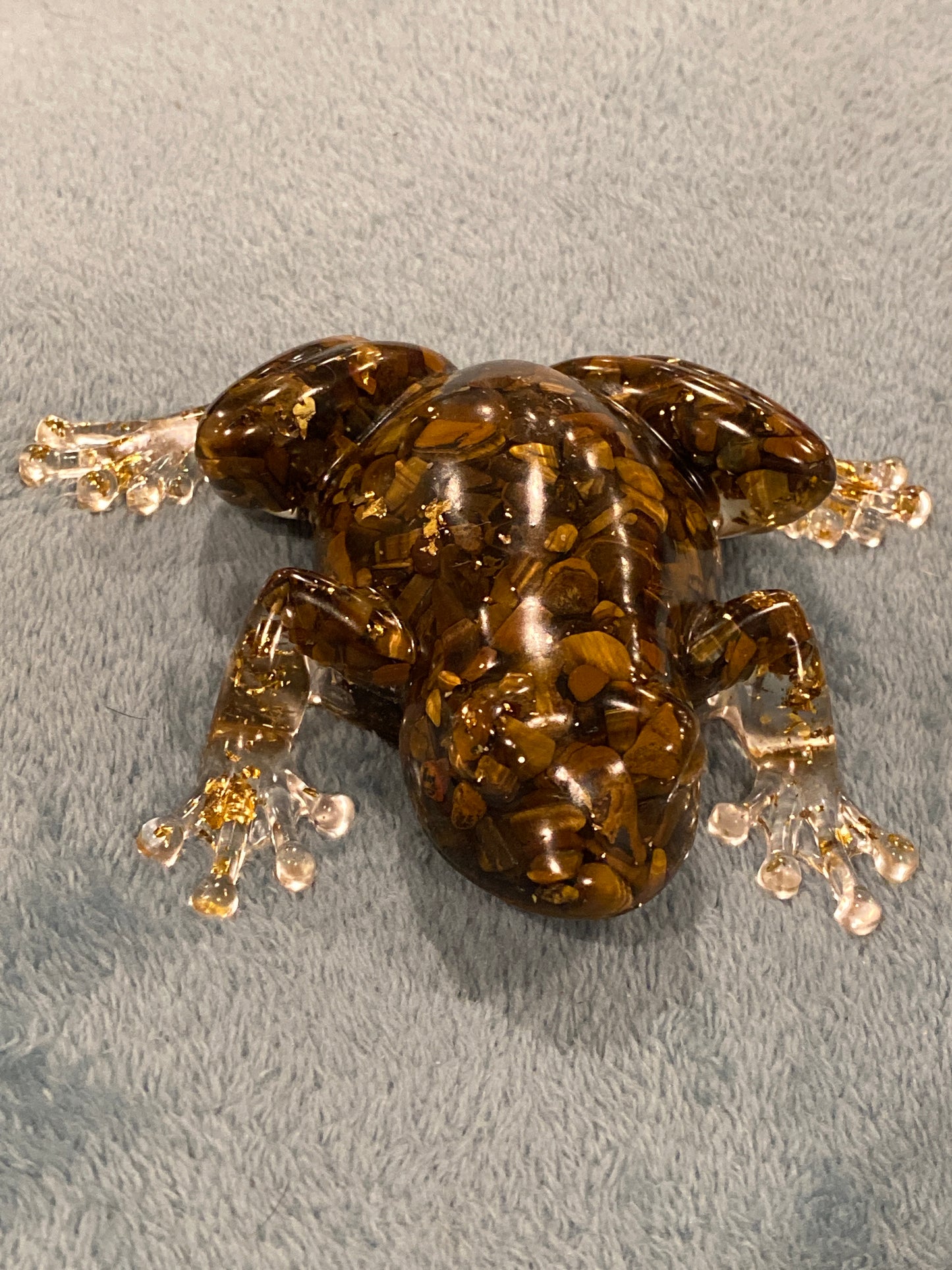 Genuine Gemstone Embedded Resin Frog