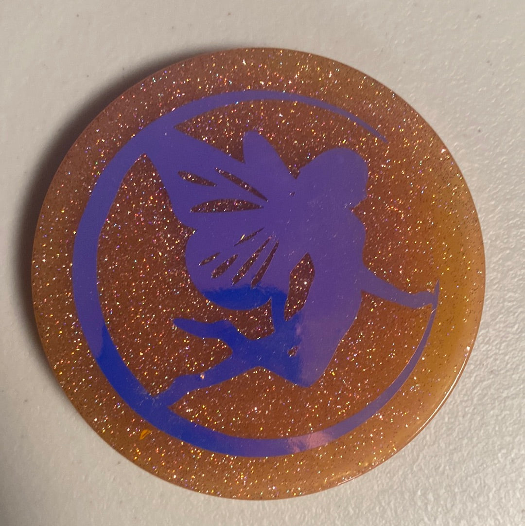 Round Iridescent Fairy Coasters - Handmade with Resin & Cork