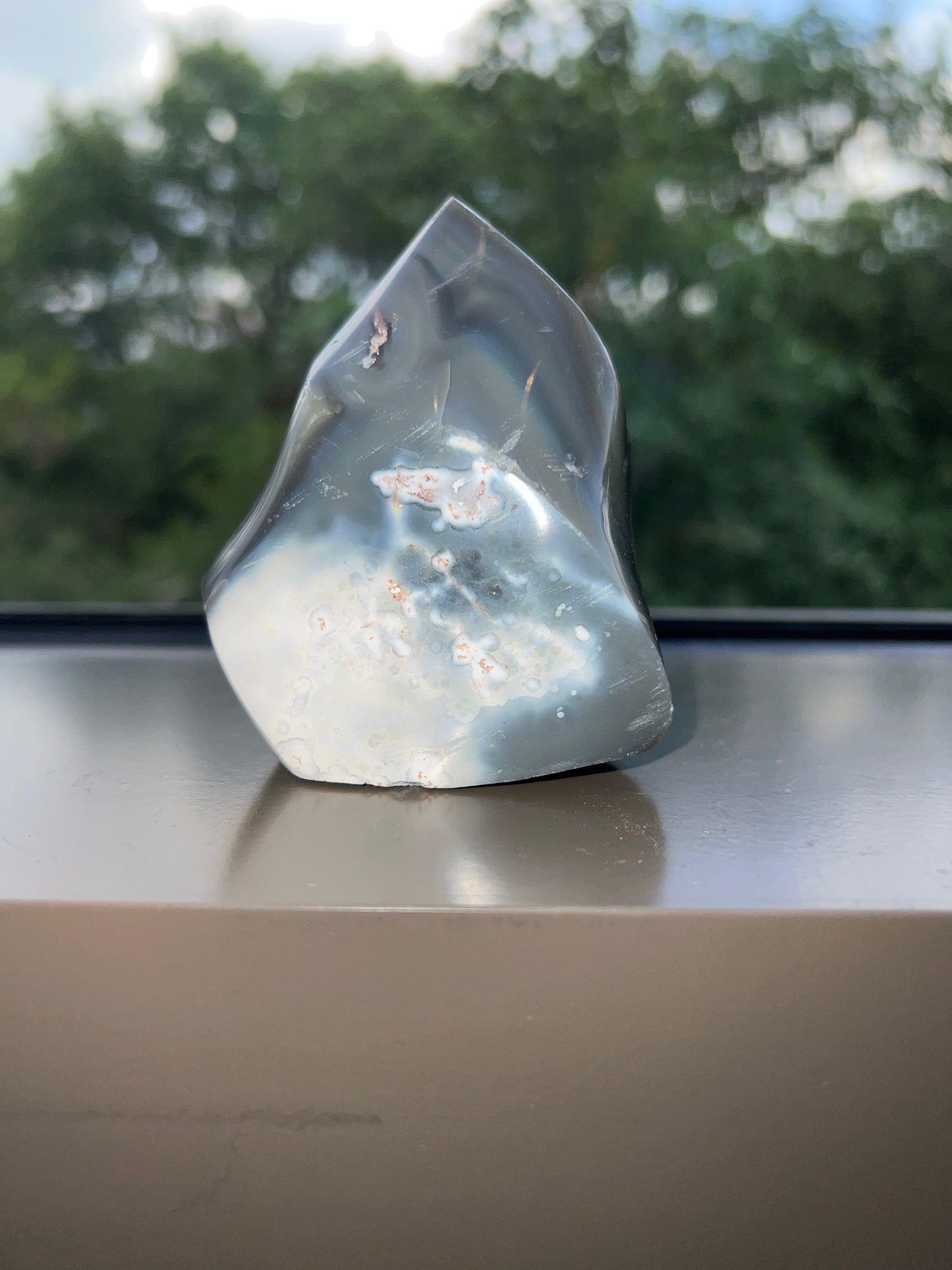 Orca Agate Flame Gemstone Carving - 12.3 oz