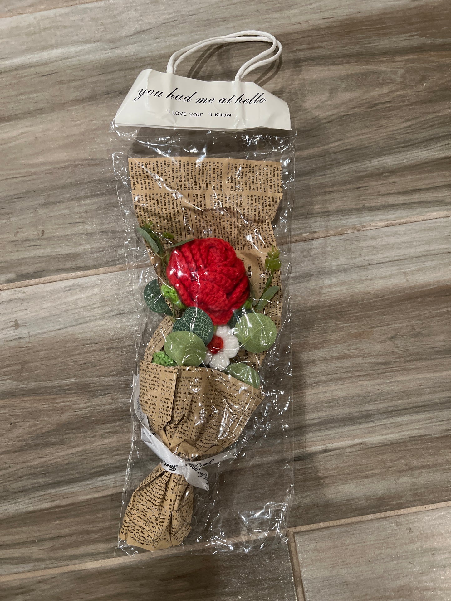 Crochet Rose in Flower Wrapping