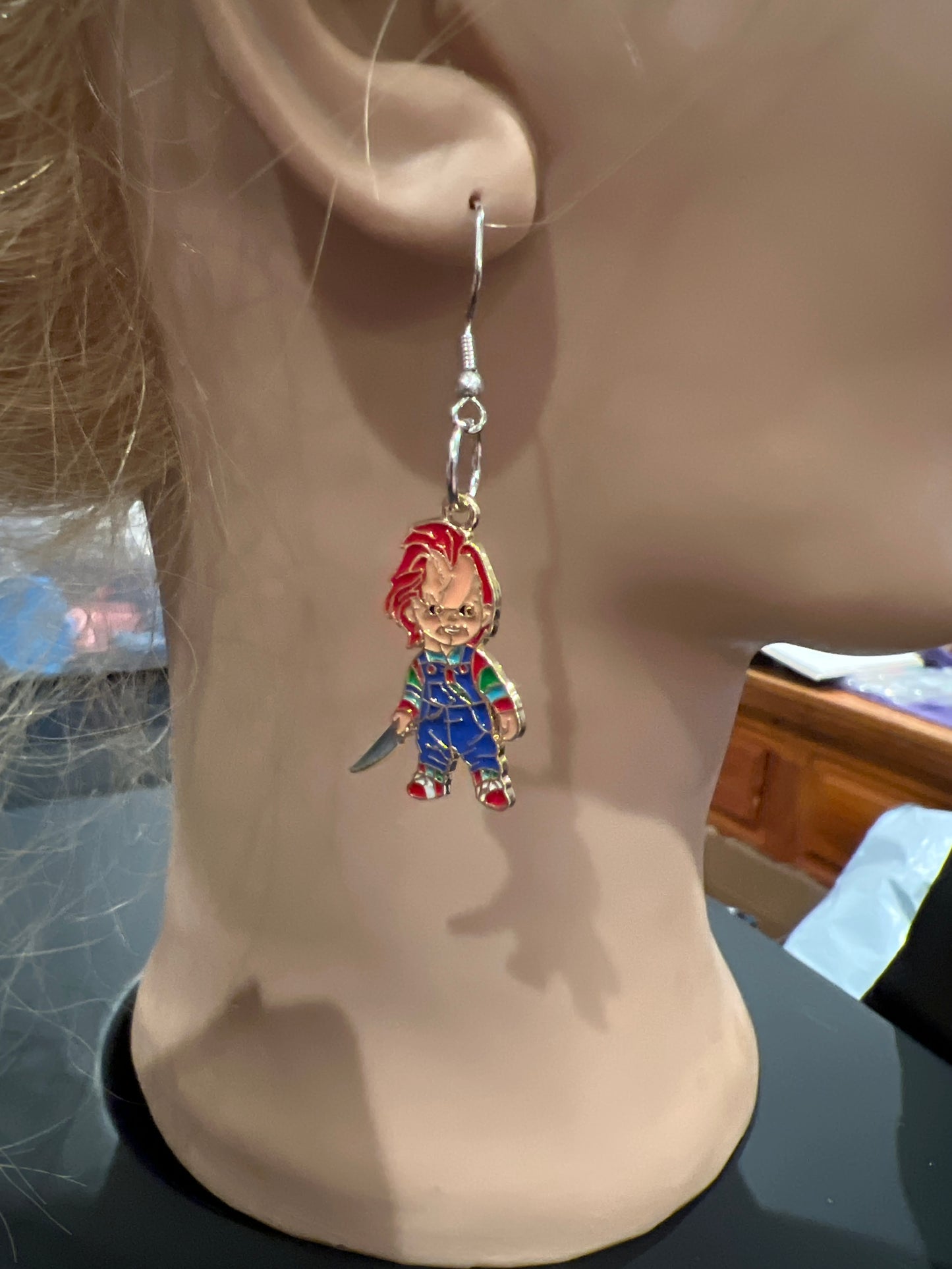 Chucky and His Bride Inspired Sterling Silver Dangle Earrings