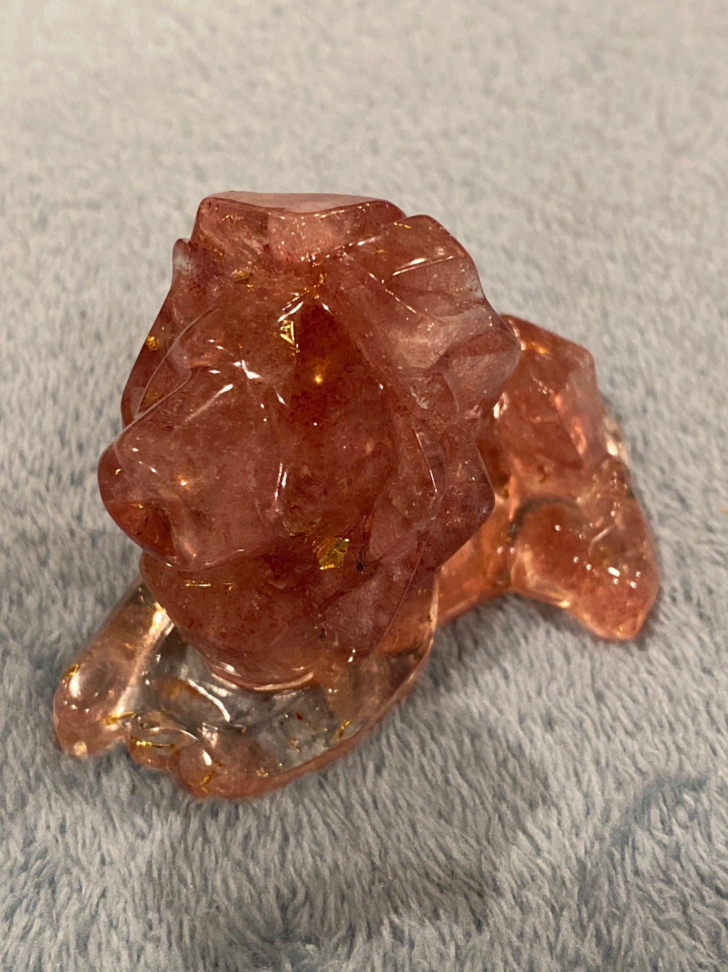Genuine Gemstone Embedded Resin Lion