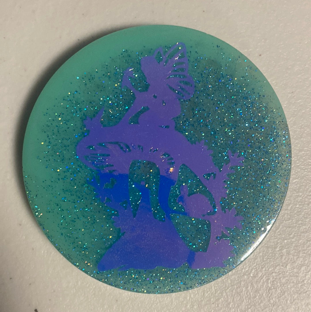 Round Iridescent Fairy Coasters - Handmade with Resin & Cork