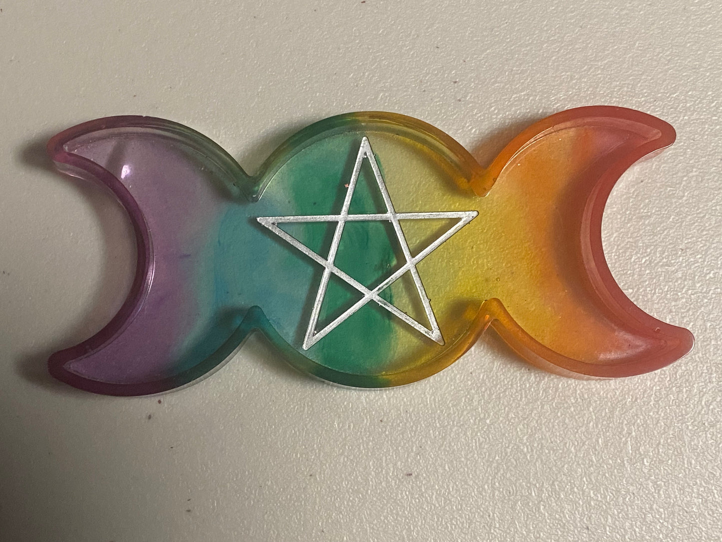 Triple Moon Handmade Resin Incense Tray