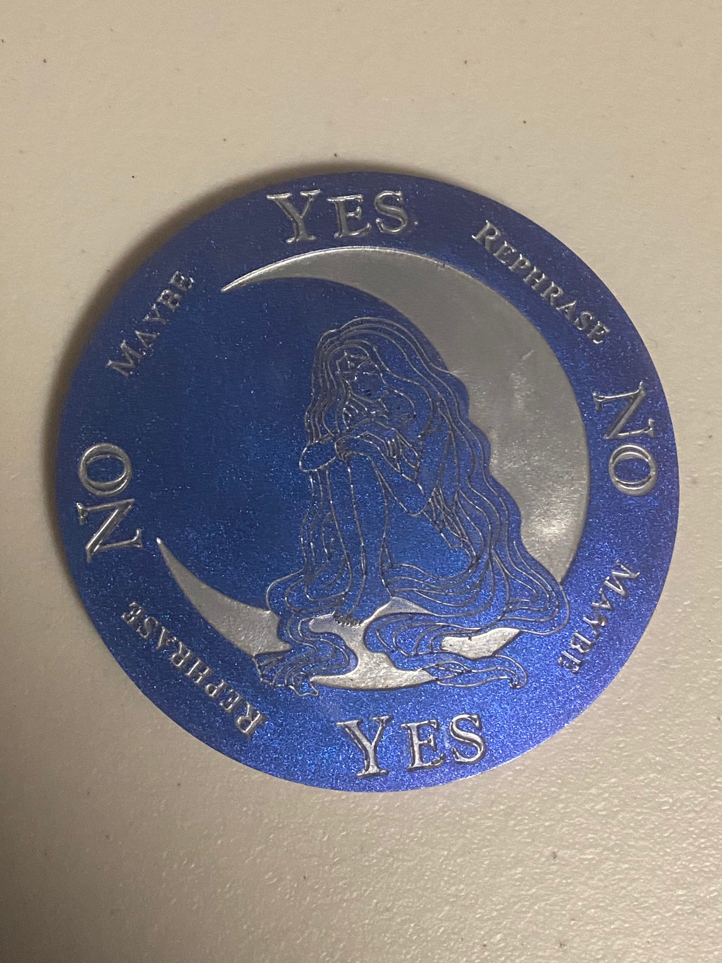 Blue & Silver Moon Goddess Handmade Resin Small Pendulum Board