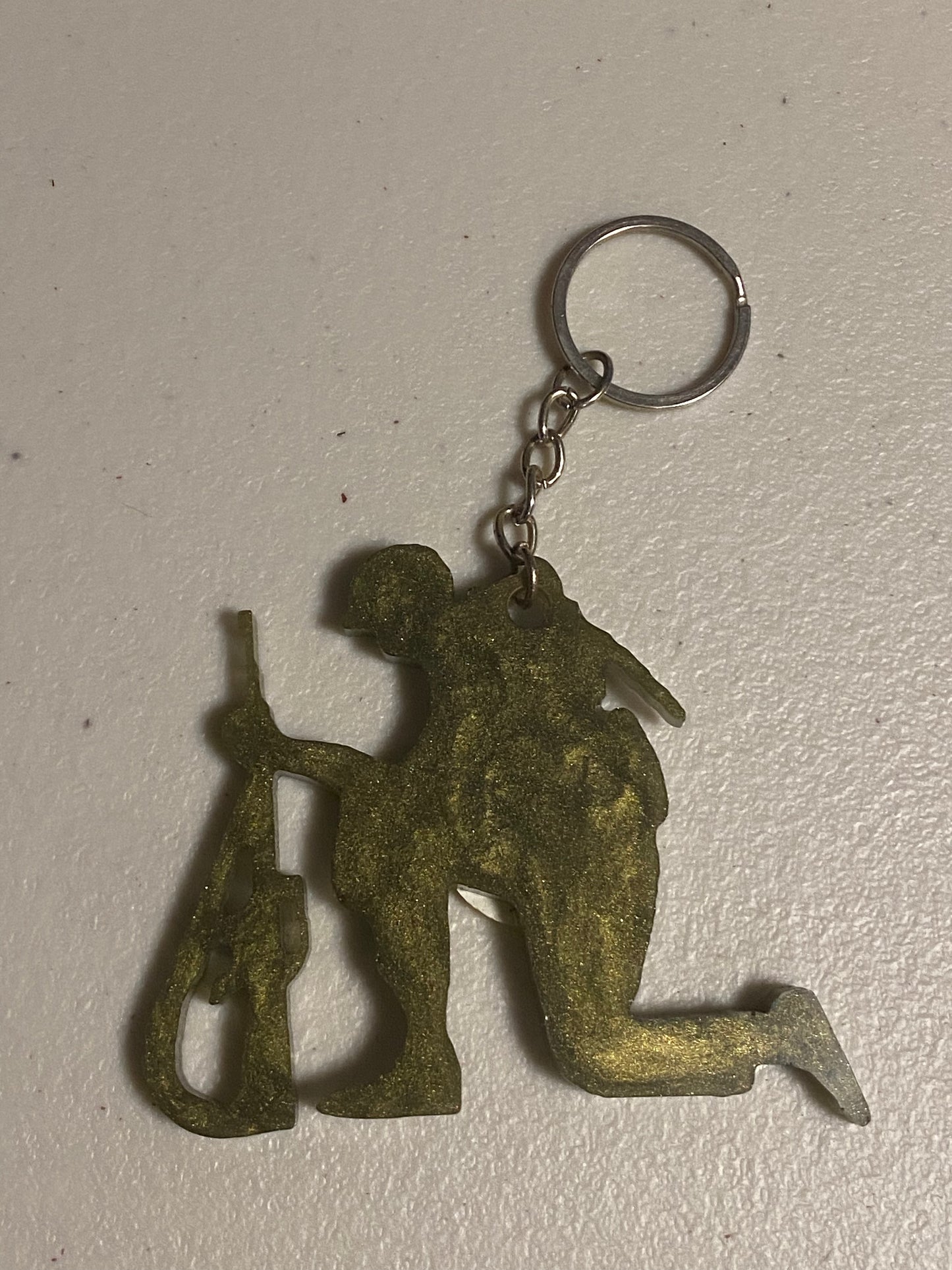 Kneeling Soldier Resin Keychain