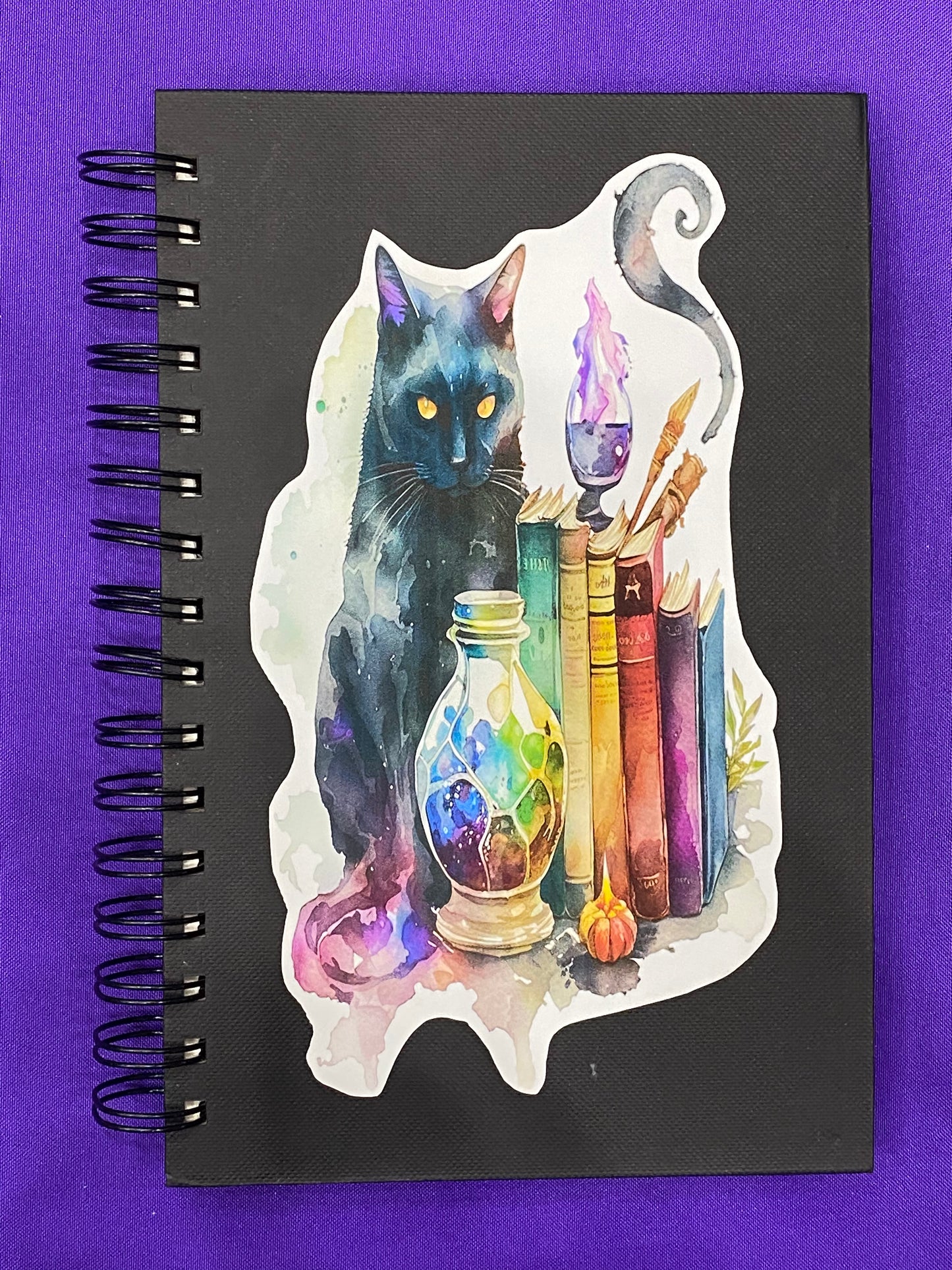 Magical Black Cat Spiral Bound 80 page Blank Page Journal Sketch Book - 4 designs to choose from