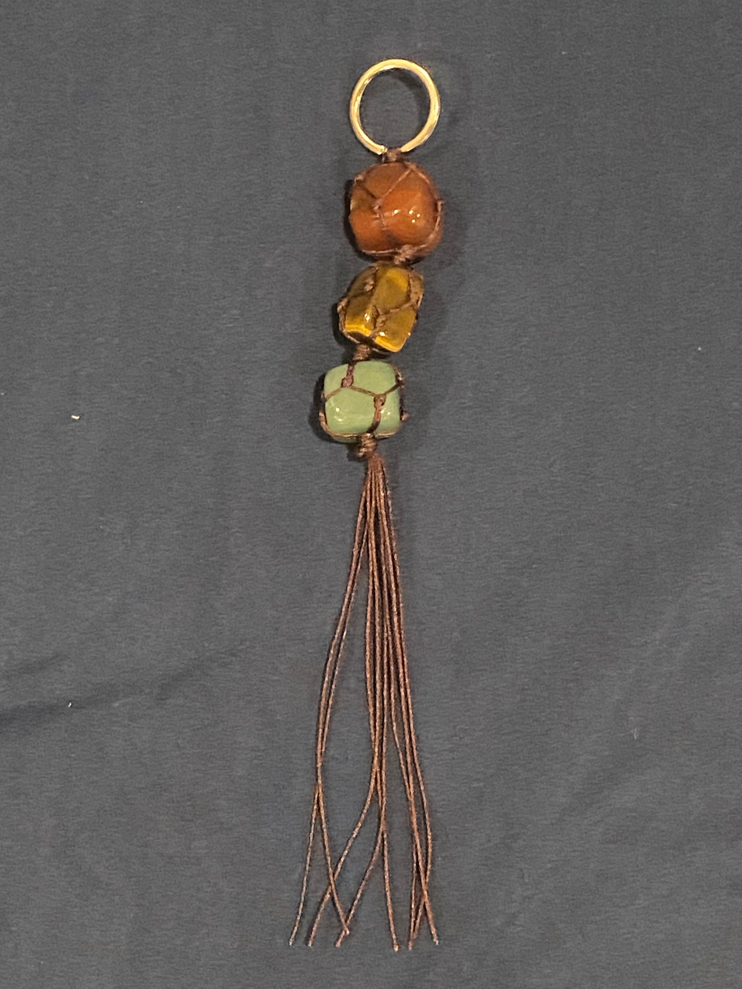 Mini Macramé 3 Caged Crystal Car Chains Keychains