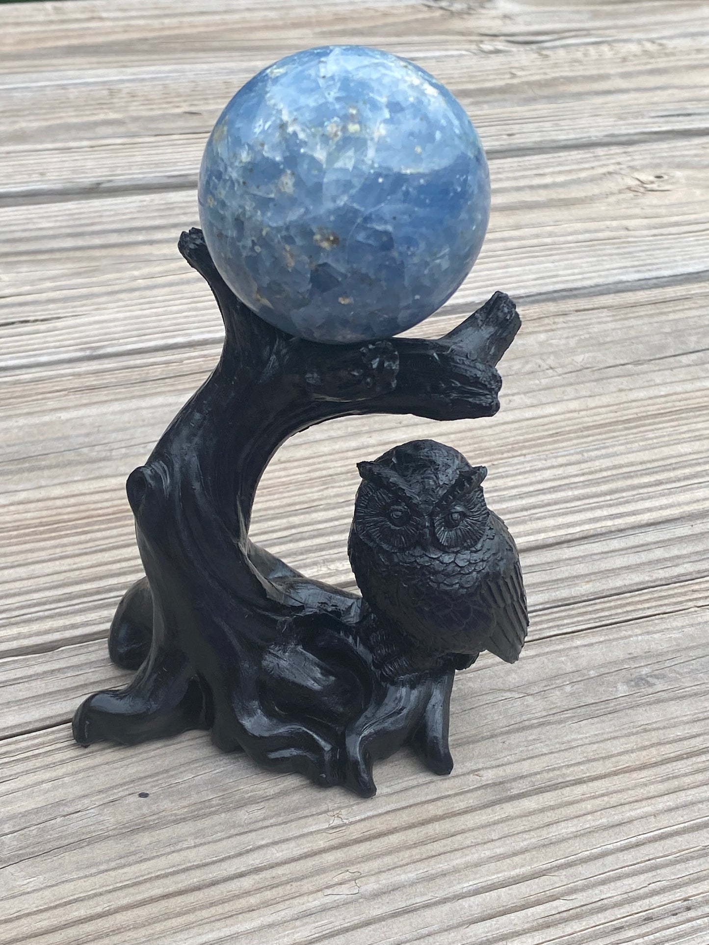 Owl on a Tree Crystal Ball Sphere Holder