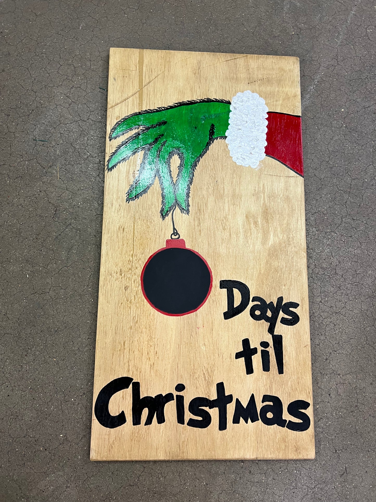 Days til Christmas Grinchy Countdown Hand-painted Sign