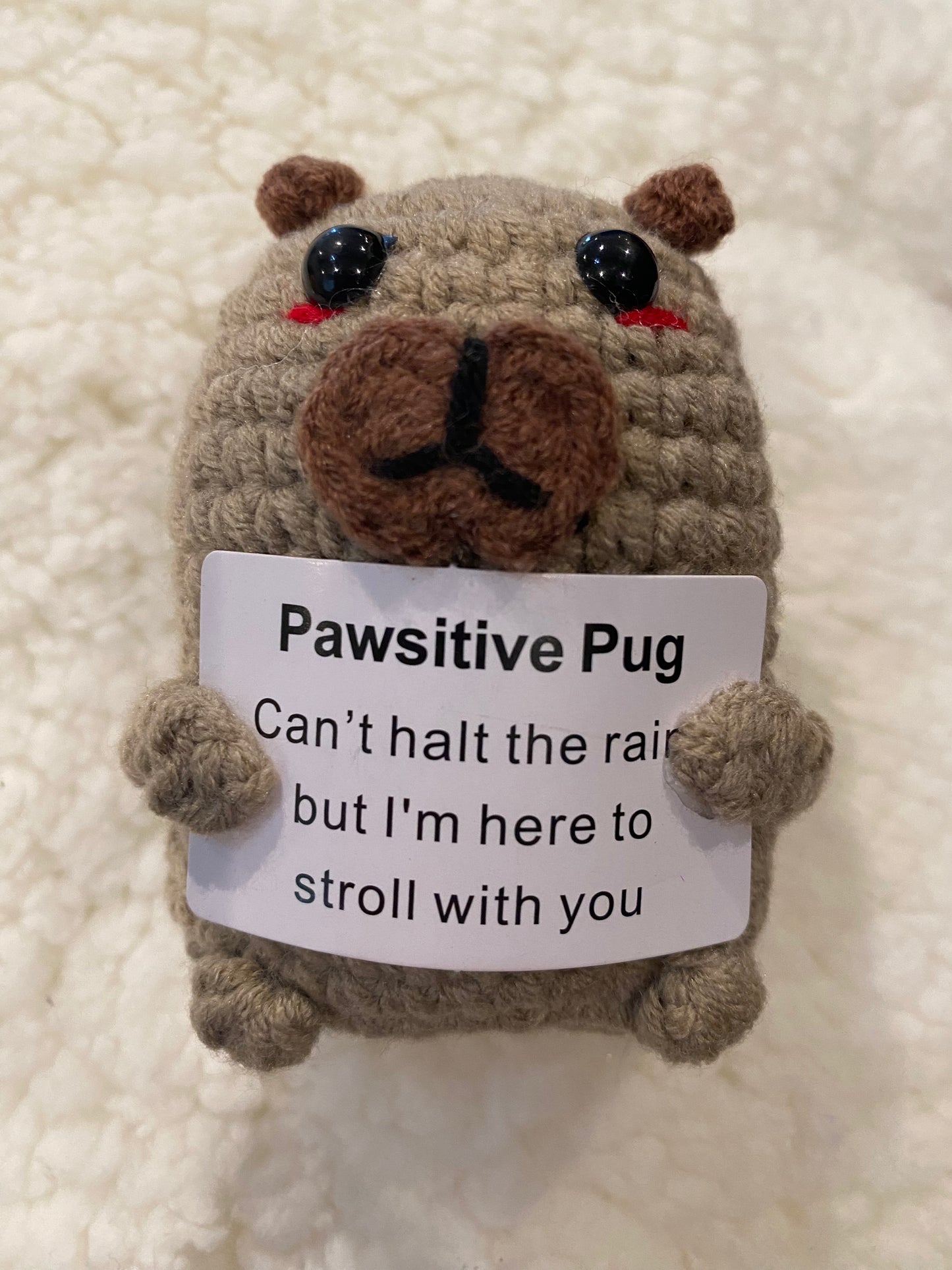 Positive Pug Crochet Plushie
