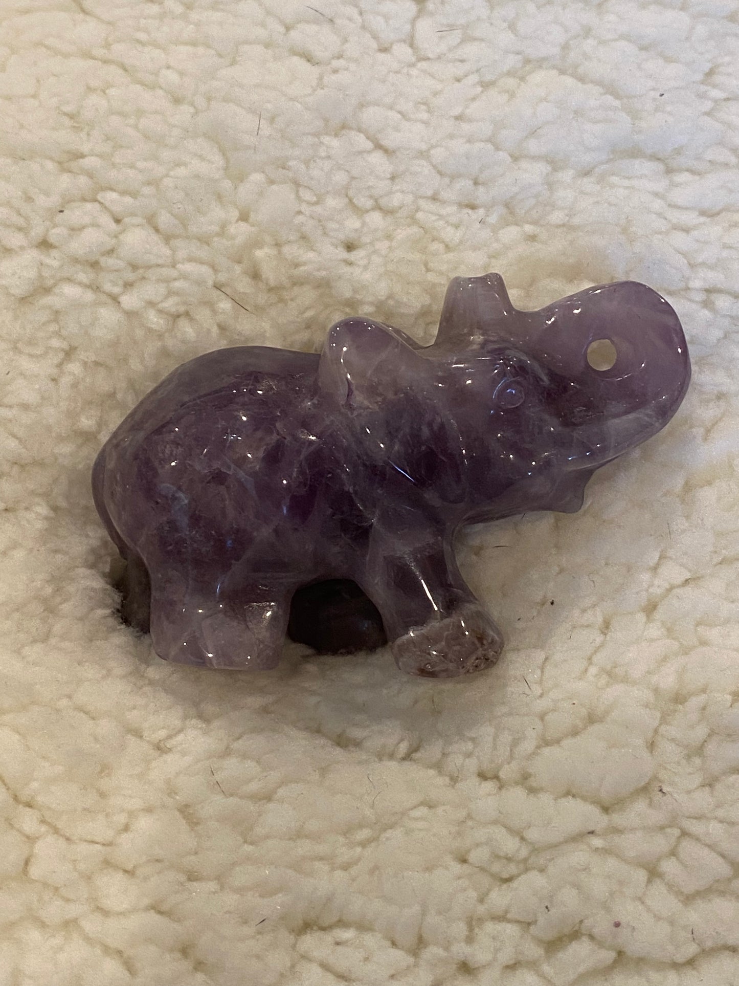 Small Amethyst Elephant Genuine Gemstone Crystal Carving