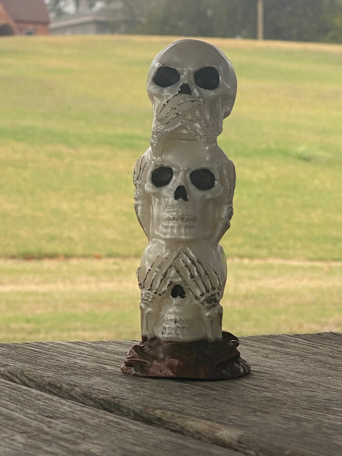 See No Evil, Hear No Evil, Speak No Evil Resin Skeleton Skull Statue