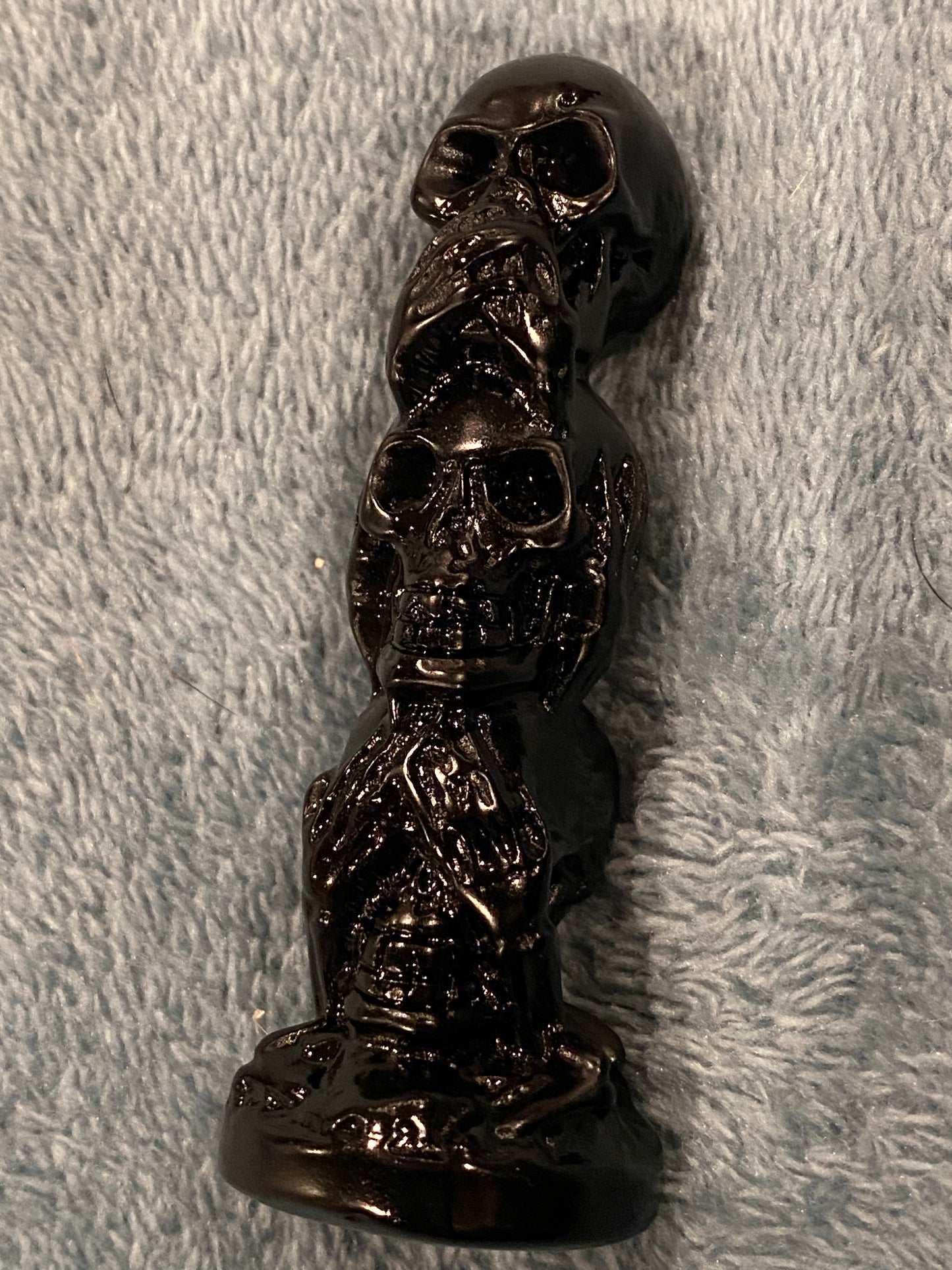 “See No Evil, Speak No Evil, Hear No Evil” Triple Skull Gemstone Tower - 3.14”