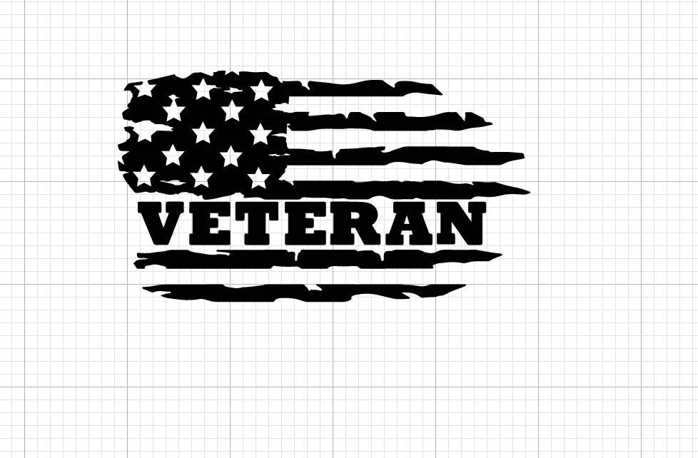 Distressed Horizontal Veteran Flag