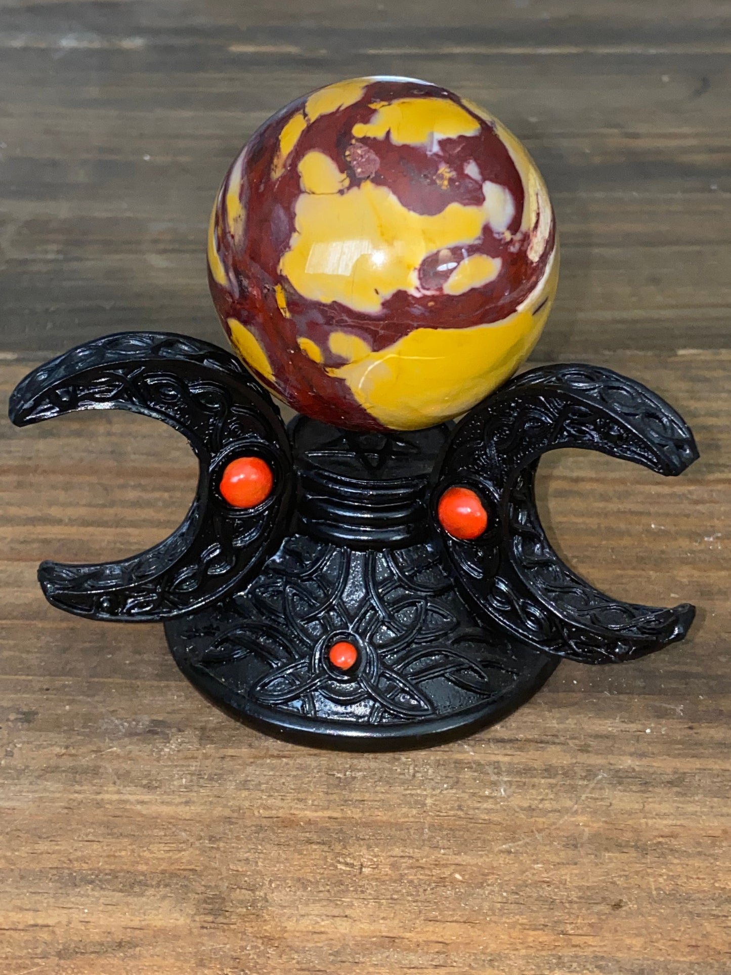 Black Triple Moon Sphere Holder