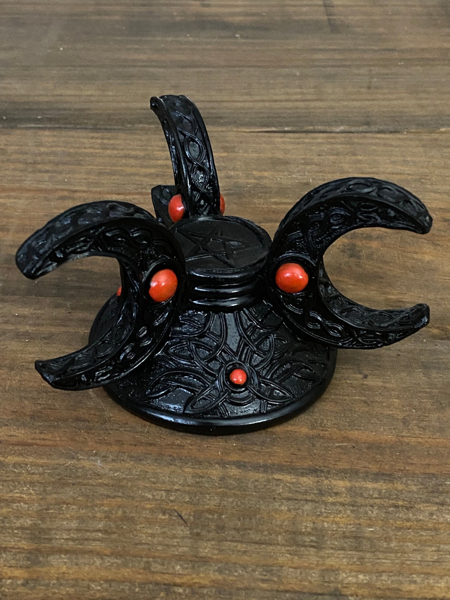 Black Triple Moon Sphere Holder
