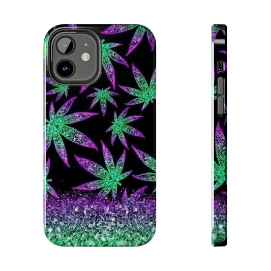 Marijuana Weed Leaf Glitter Tough Phone Case