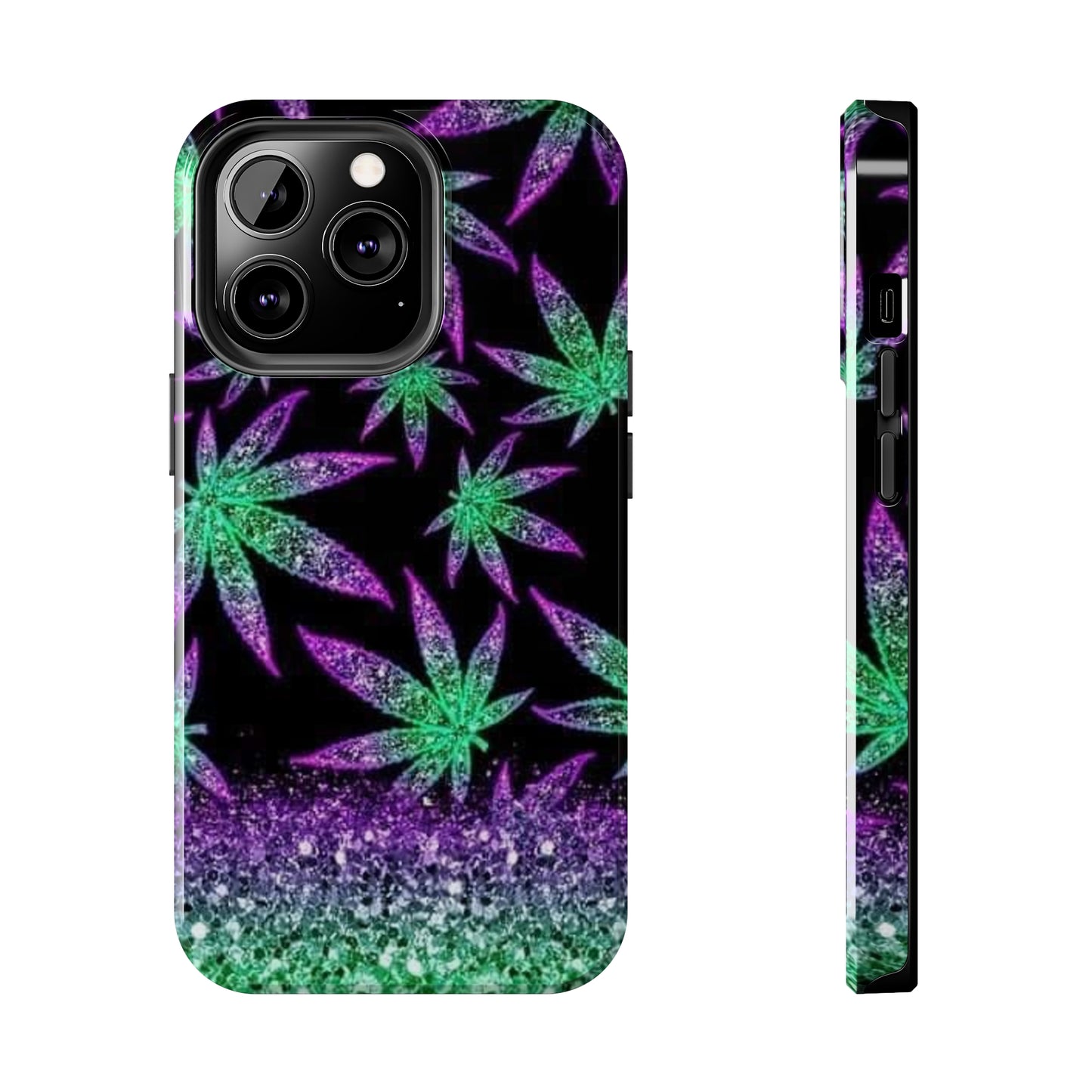 Marijuana Weed Leaf Glitter Tough Phone Case