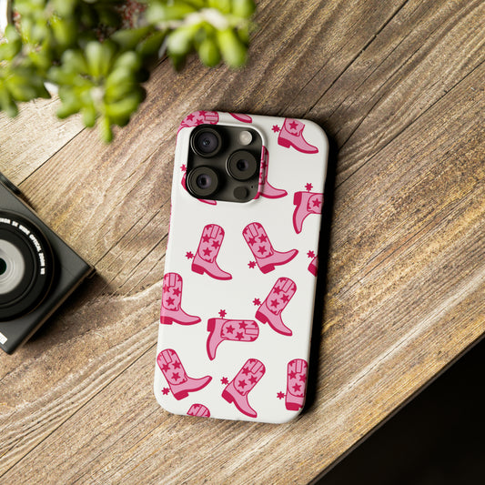 Pink Cowgirl/Cowboy Boots Slim Phone Cases