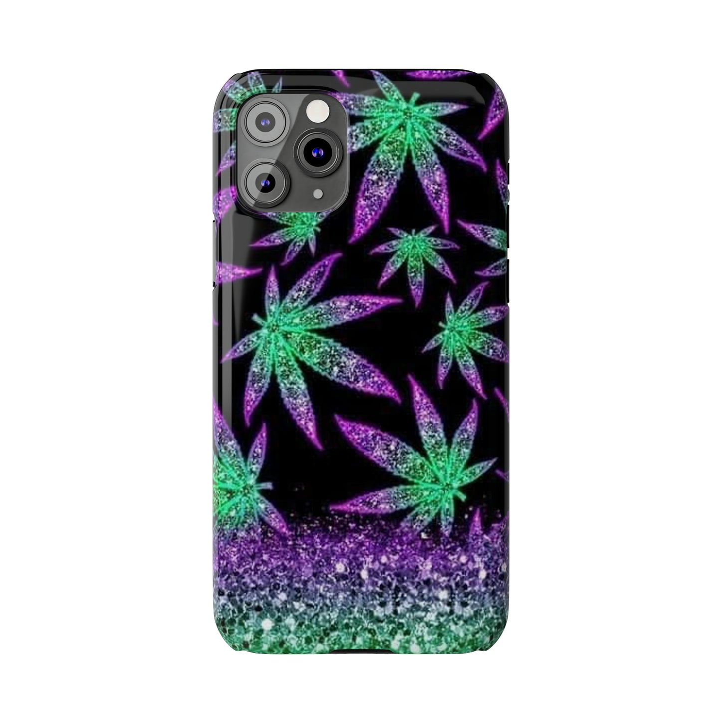 Marijuana Weed Leaf Glitter Slim Phone Case