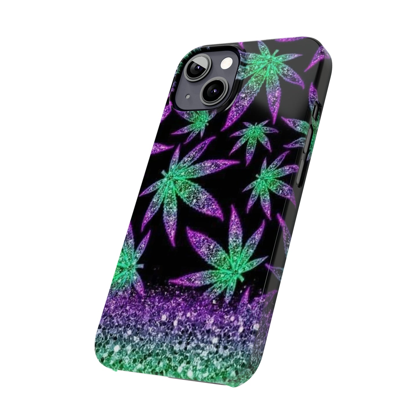 Marijuana Weed Leaf Glitter Slim Phone Case