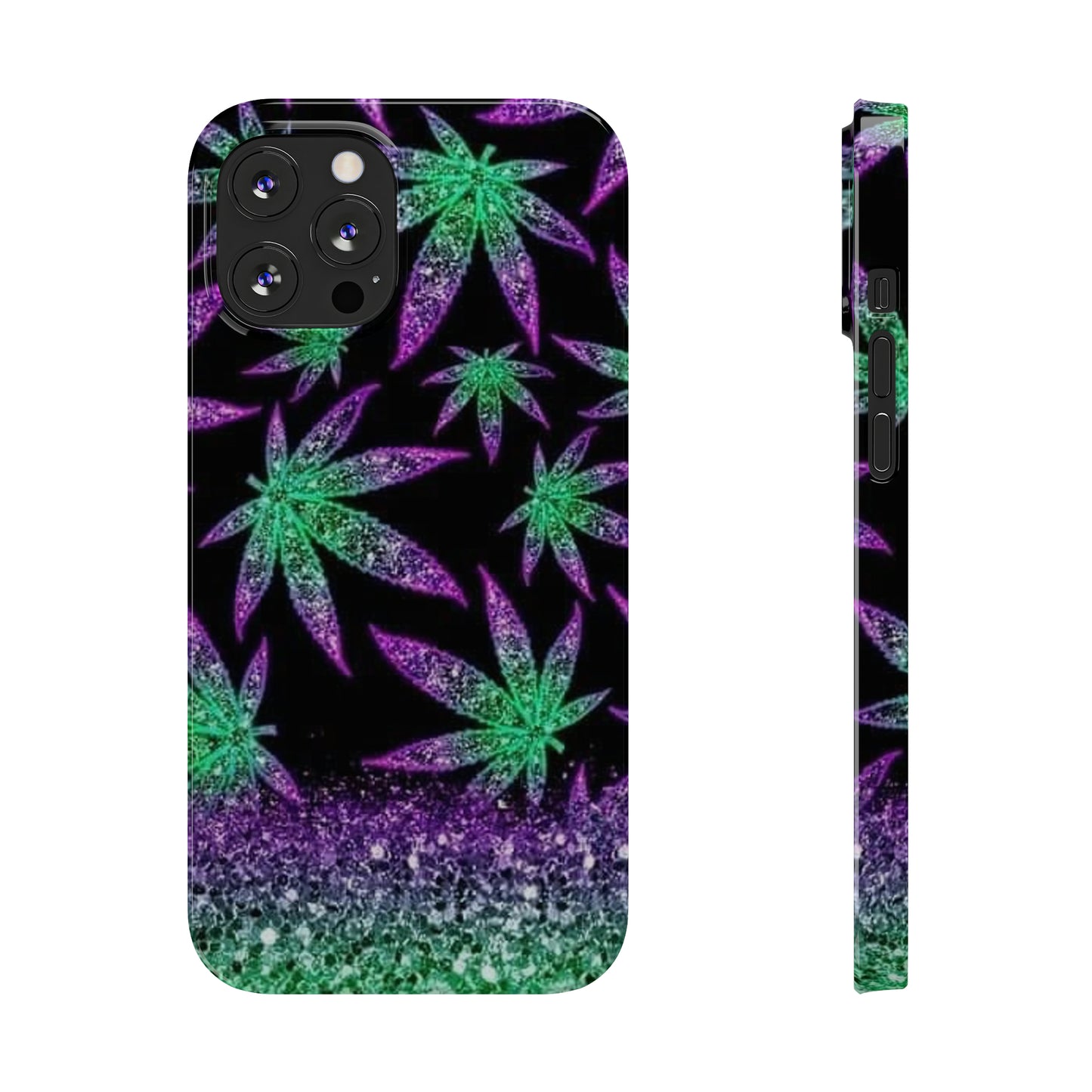 Marijuana Weed Leaf Glitter Slim Phone Case