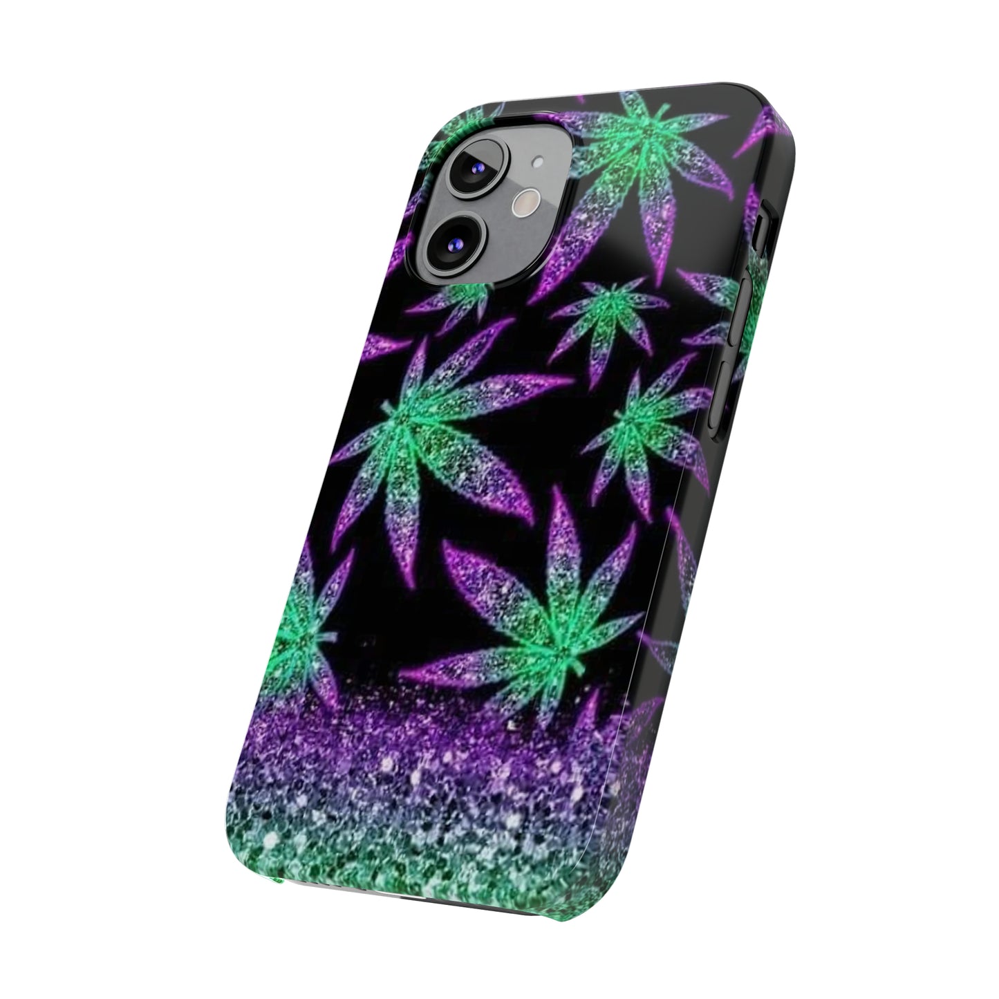 Marijuana Weed Leaf Glitter Slim Phone Case