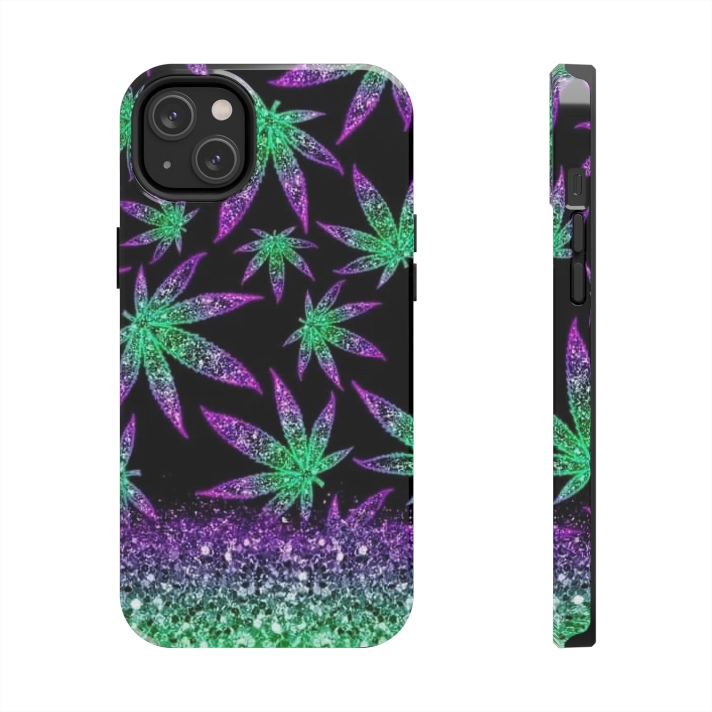 Marijuana Weed Leaf Glitter Tough Phone Case