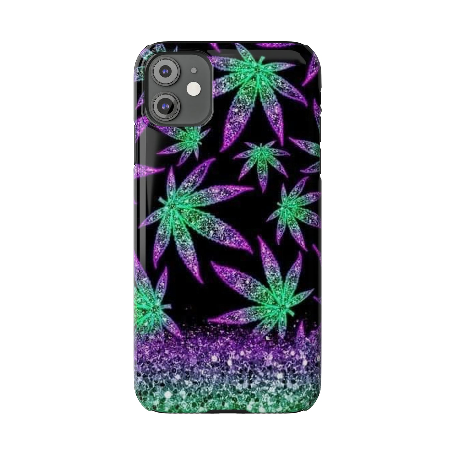 Marijuana Weed Leaf Glitter Slim Phone Case