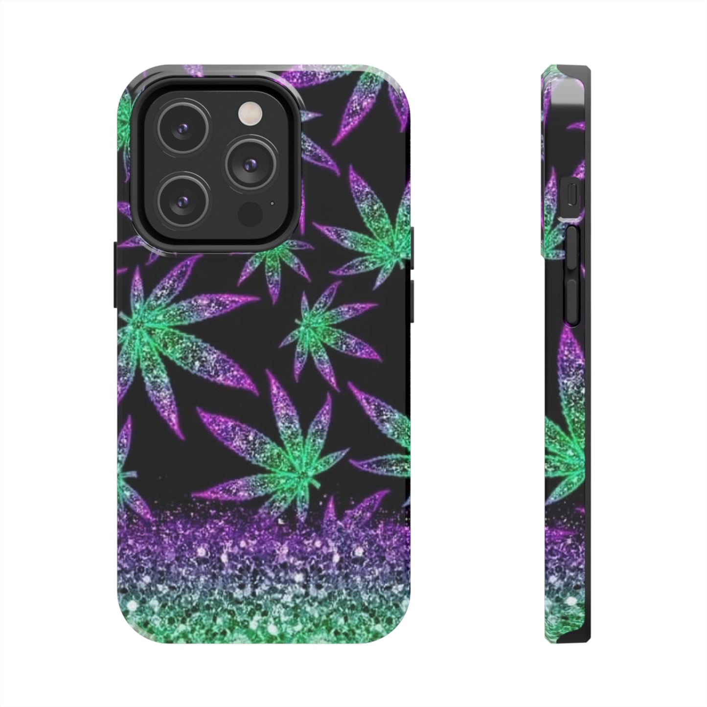 Marijuana Weed Leaf Glitter Tough Phone Case