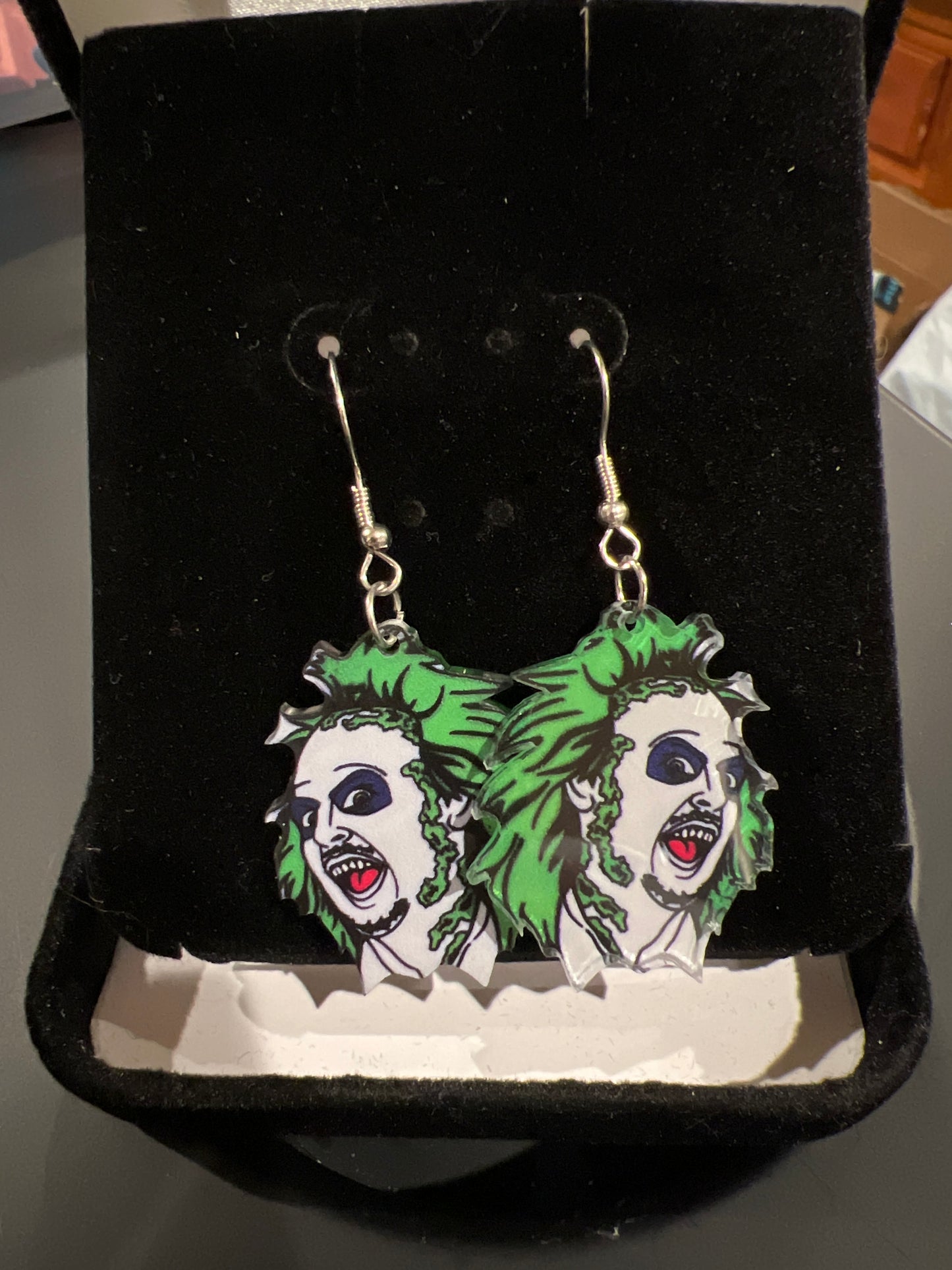 Beetlejuice Inspired Sterling Silver Dangle Earrings