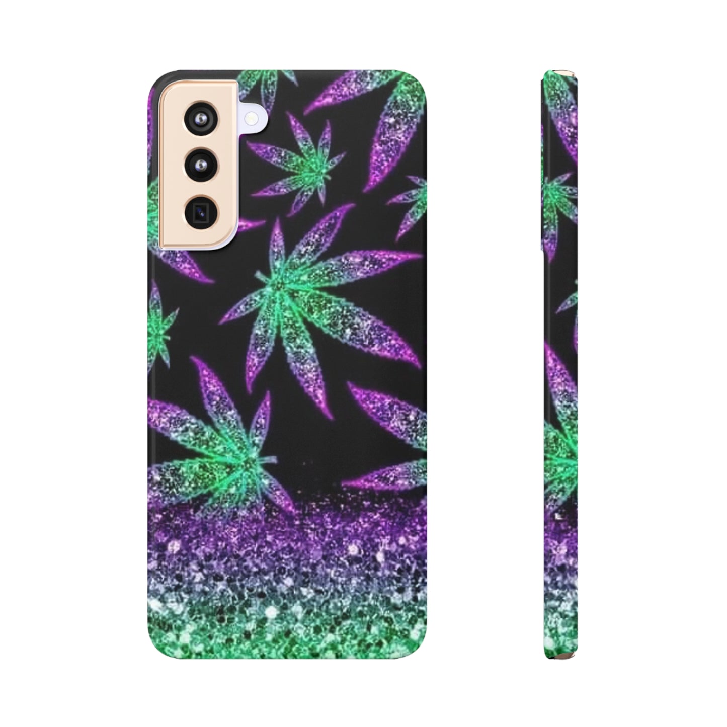 Marijuana Weed Leaf Glitter Slim Phone Case - Samsung