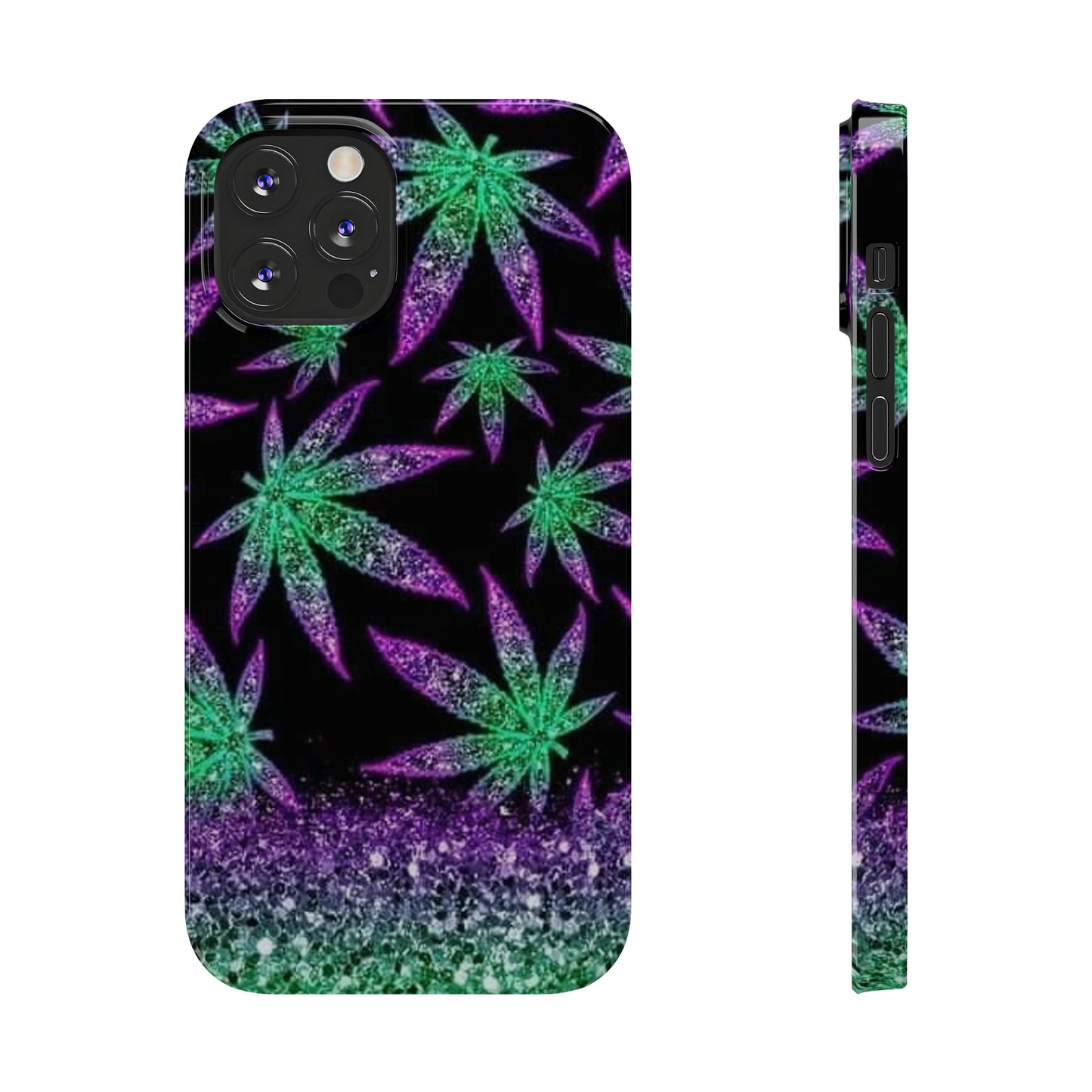 Marijuana Weed Leaf Glitter Slim Phone Case