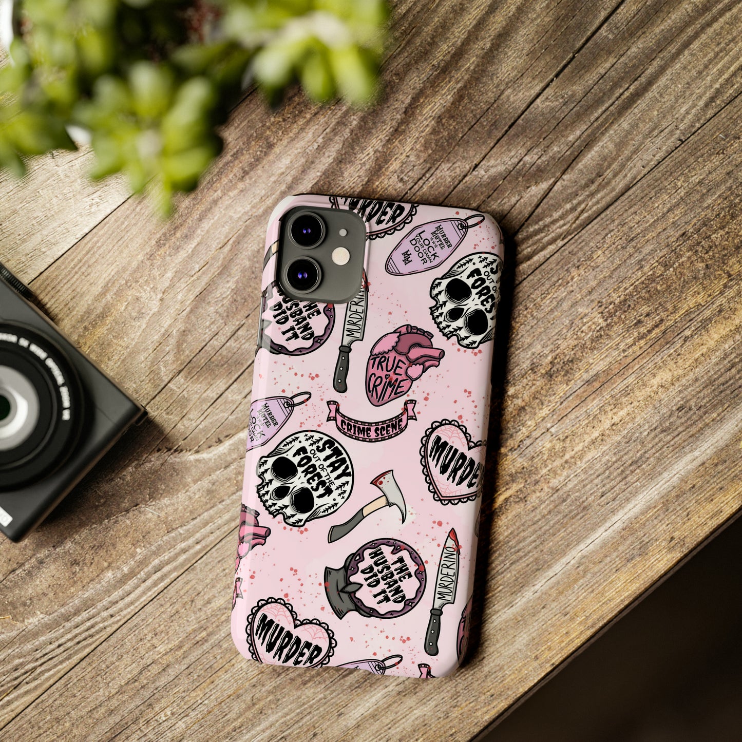 Pink True Crime Slim Phone Cases