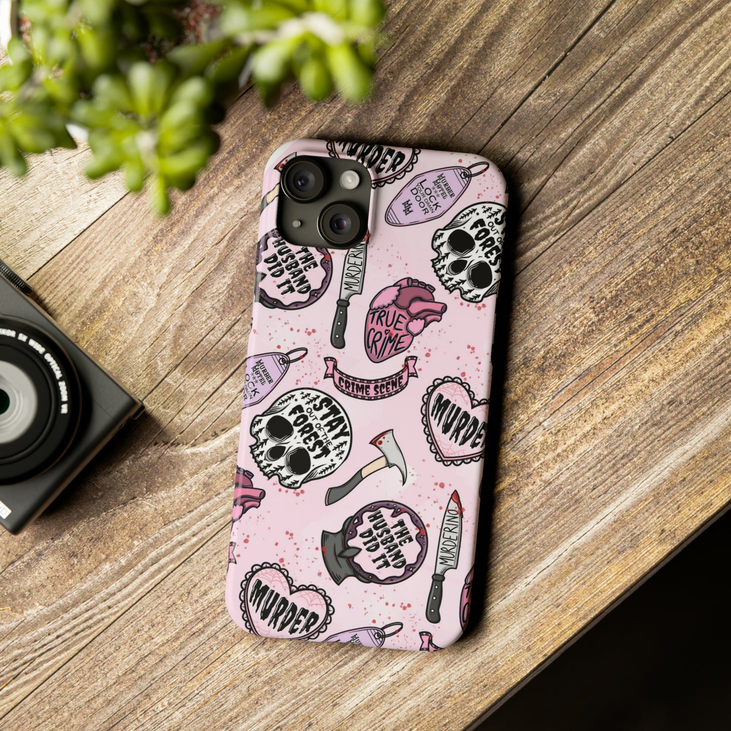 Pink True Crime Slim Phone Cases