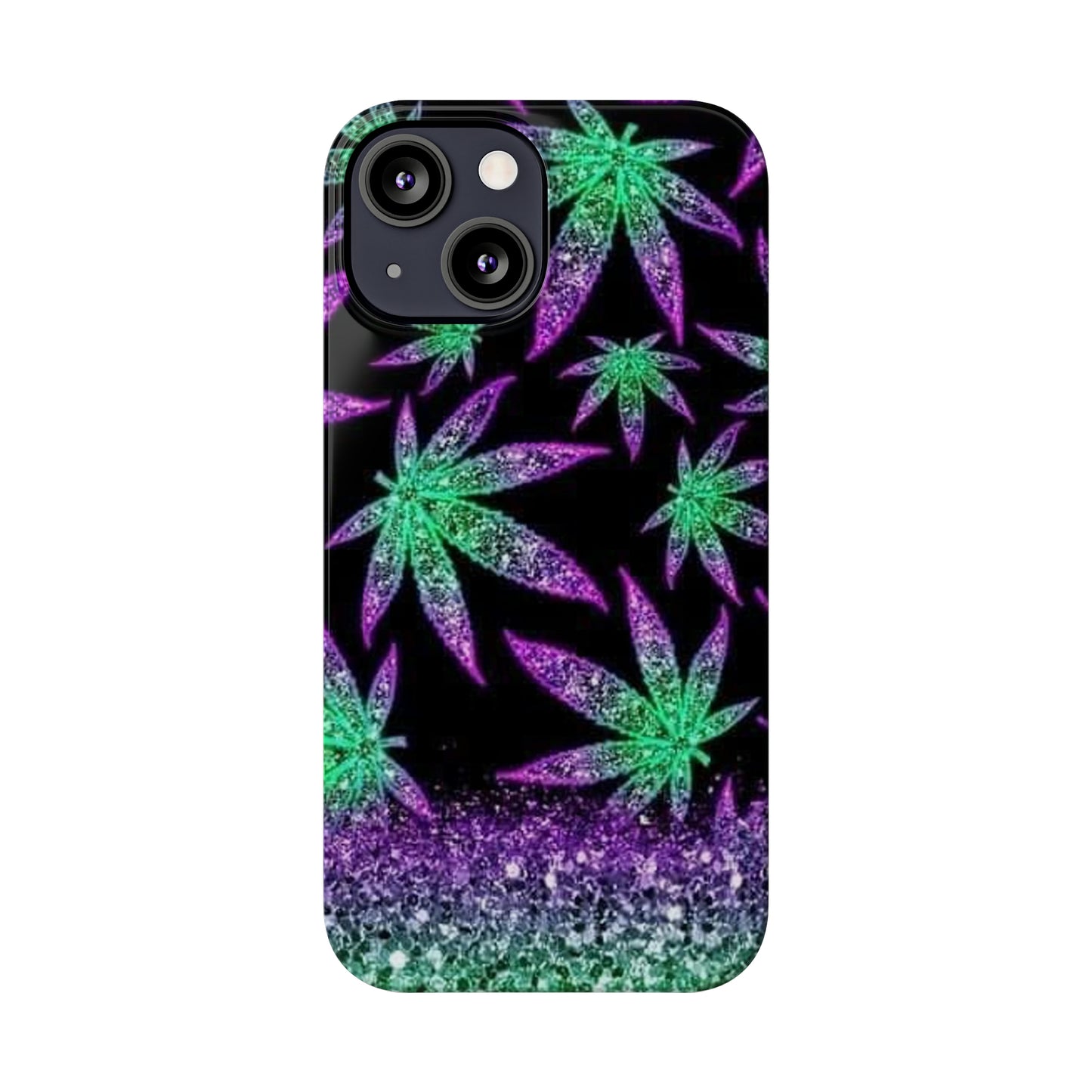 Marijuana Weed Leaf Glitter Slim Phone Case