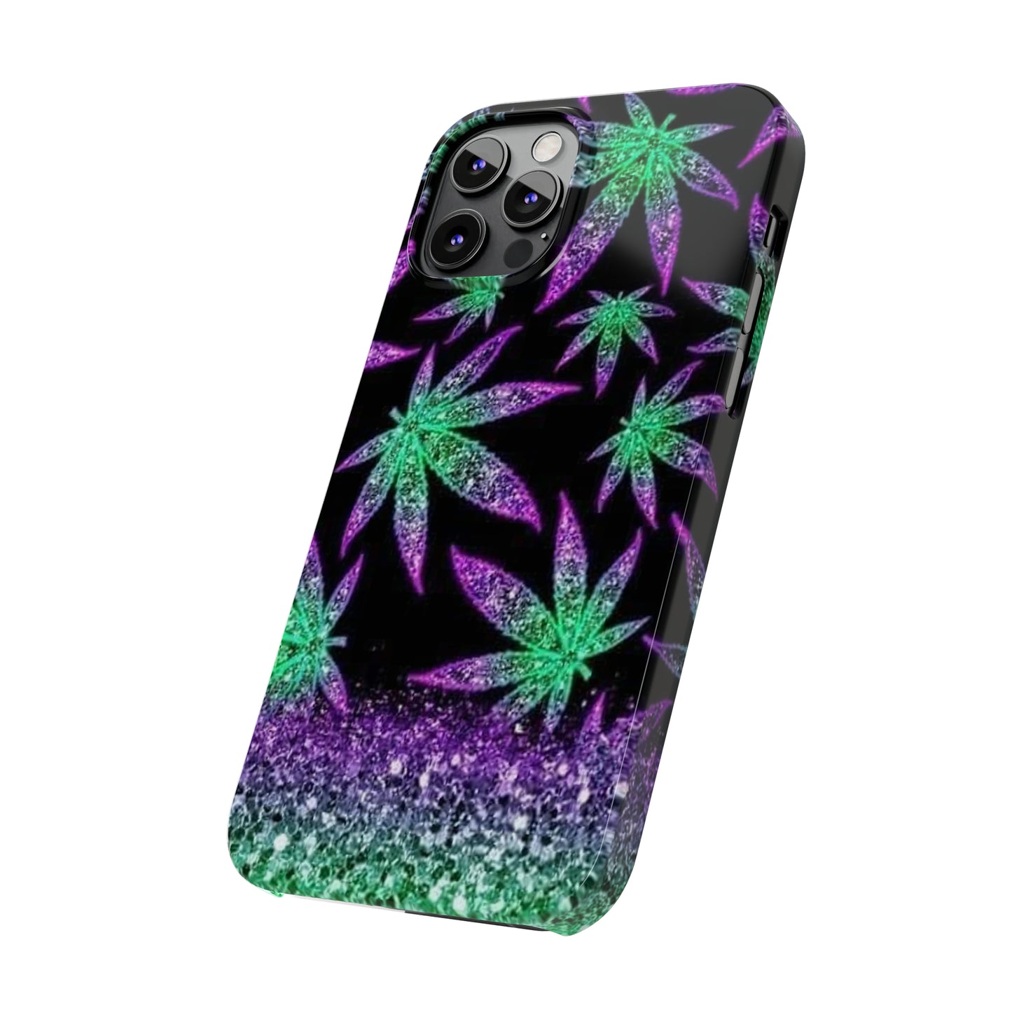 Marijuana Weed Leaf Glitter Slim Phone Case