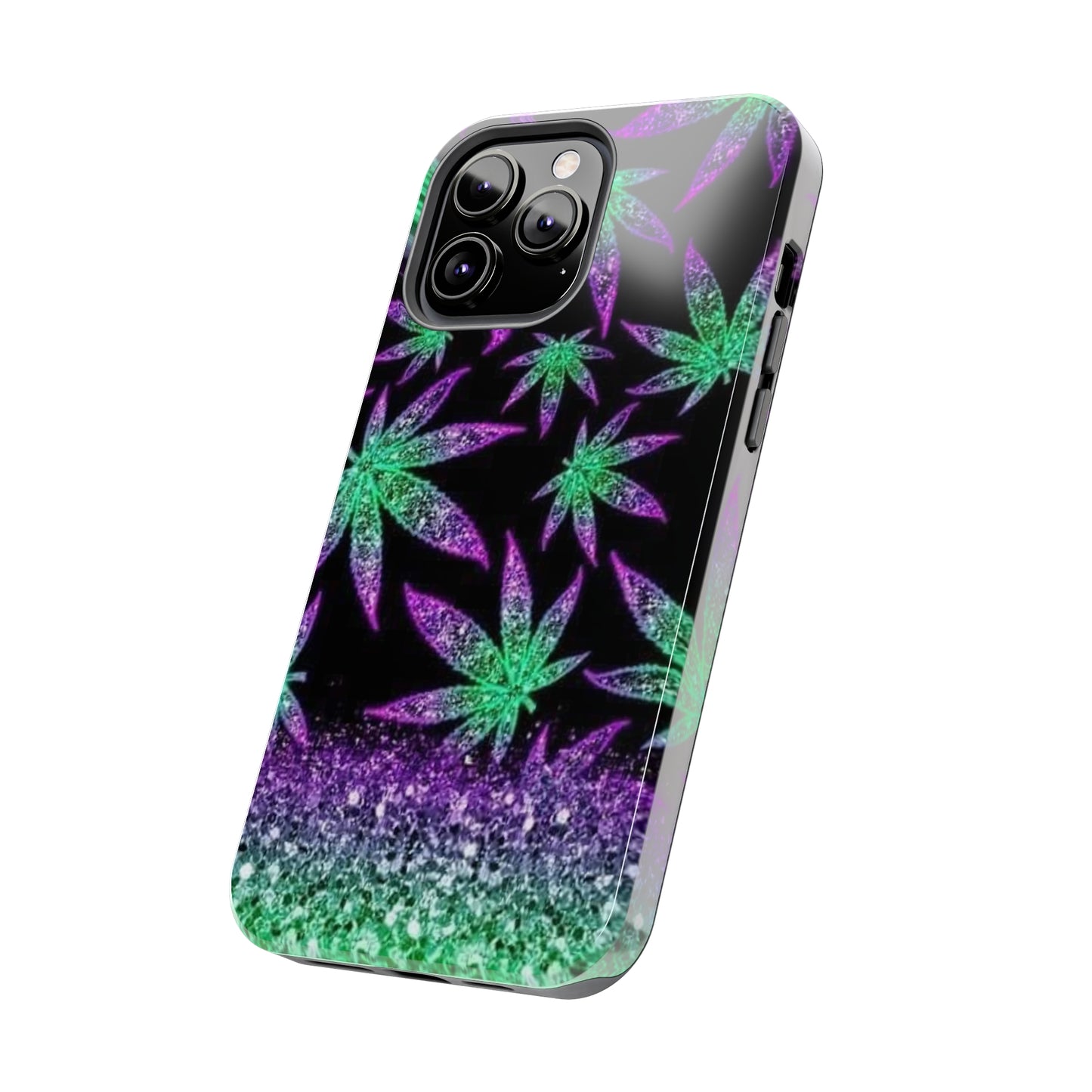 Marijuana Weed Leaf Glitter Tough Phone Case