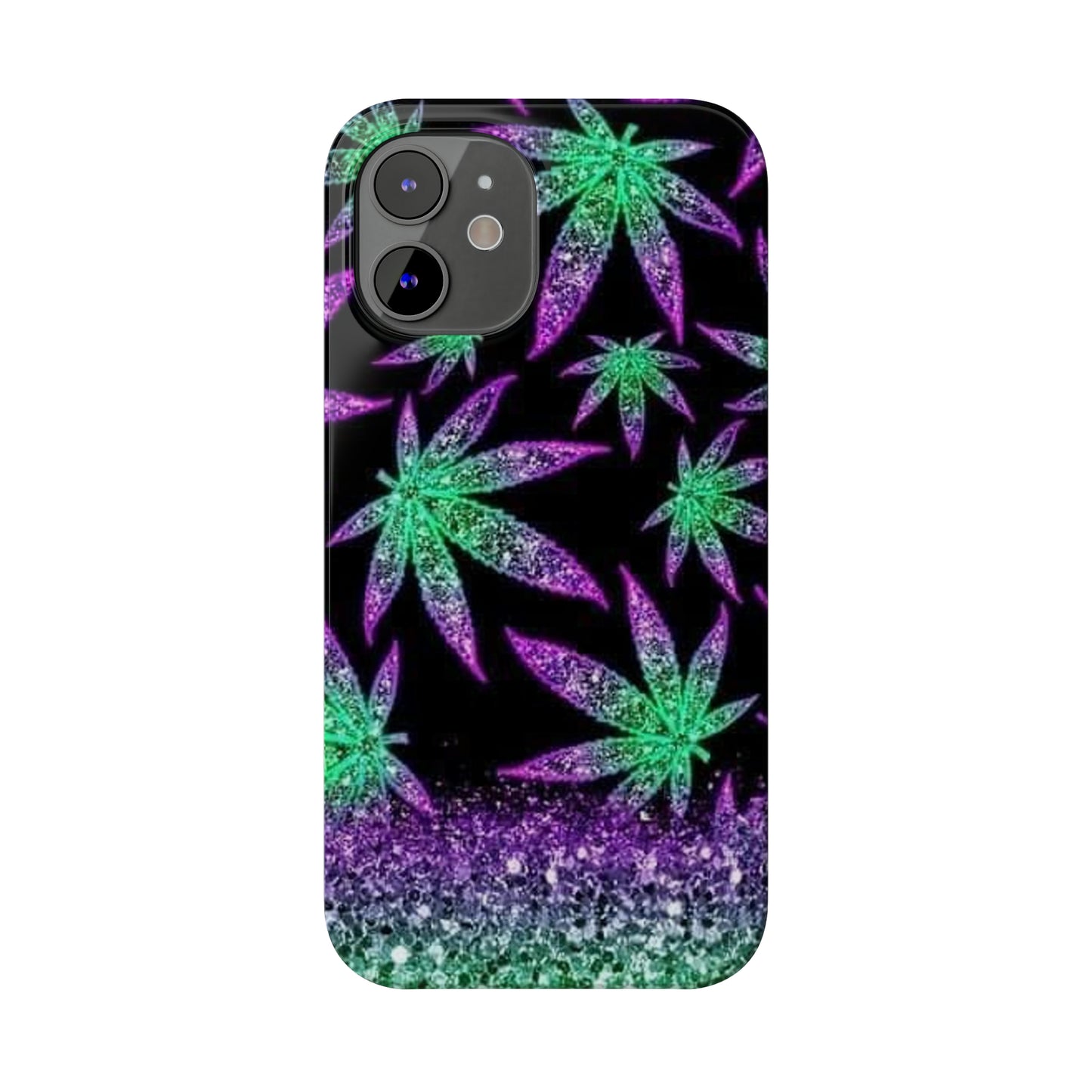 Marijuana Weed Leaf Glitter Slim Phone Case