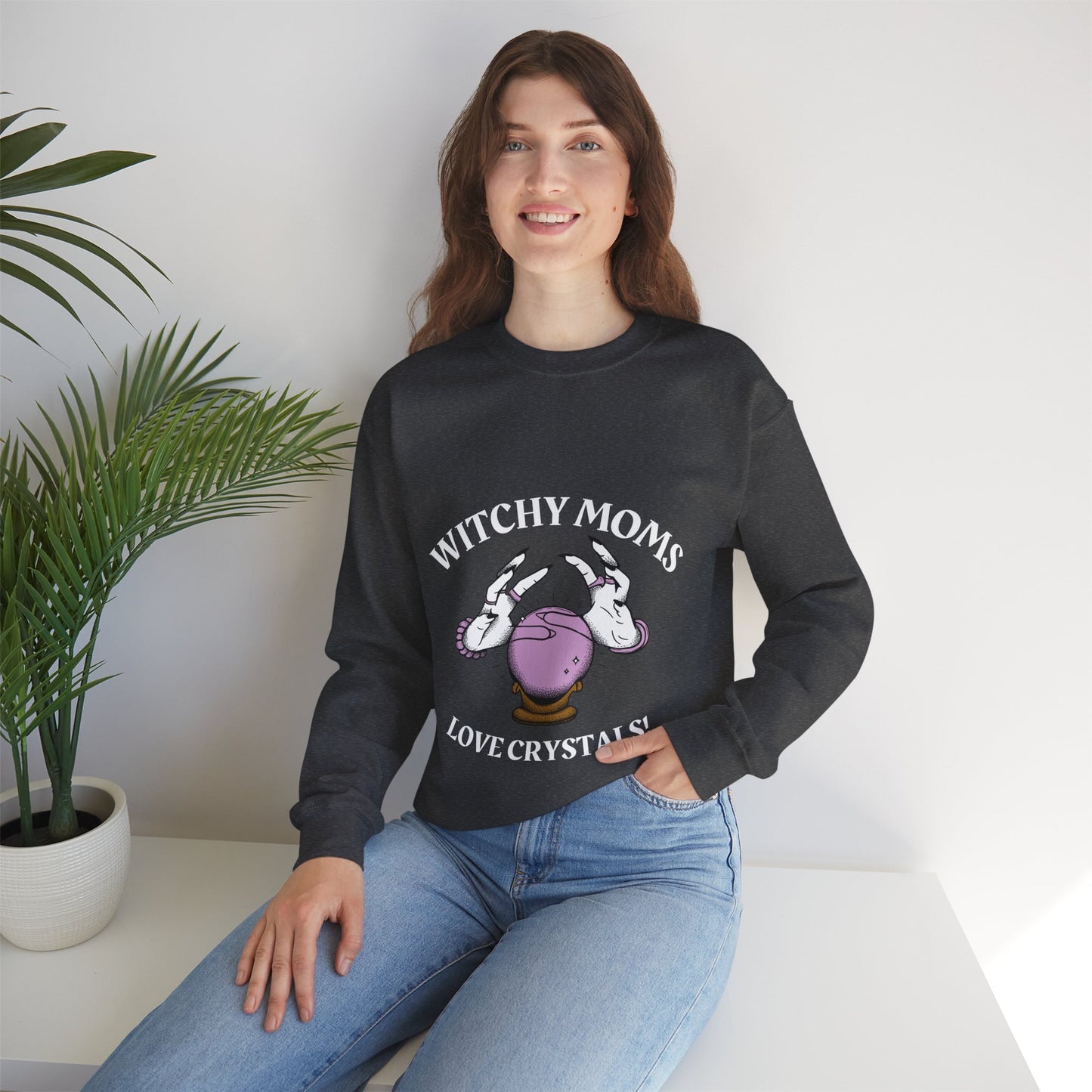 Witchy Moms Love Crystals Crewneck Sweatshirt