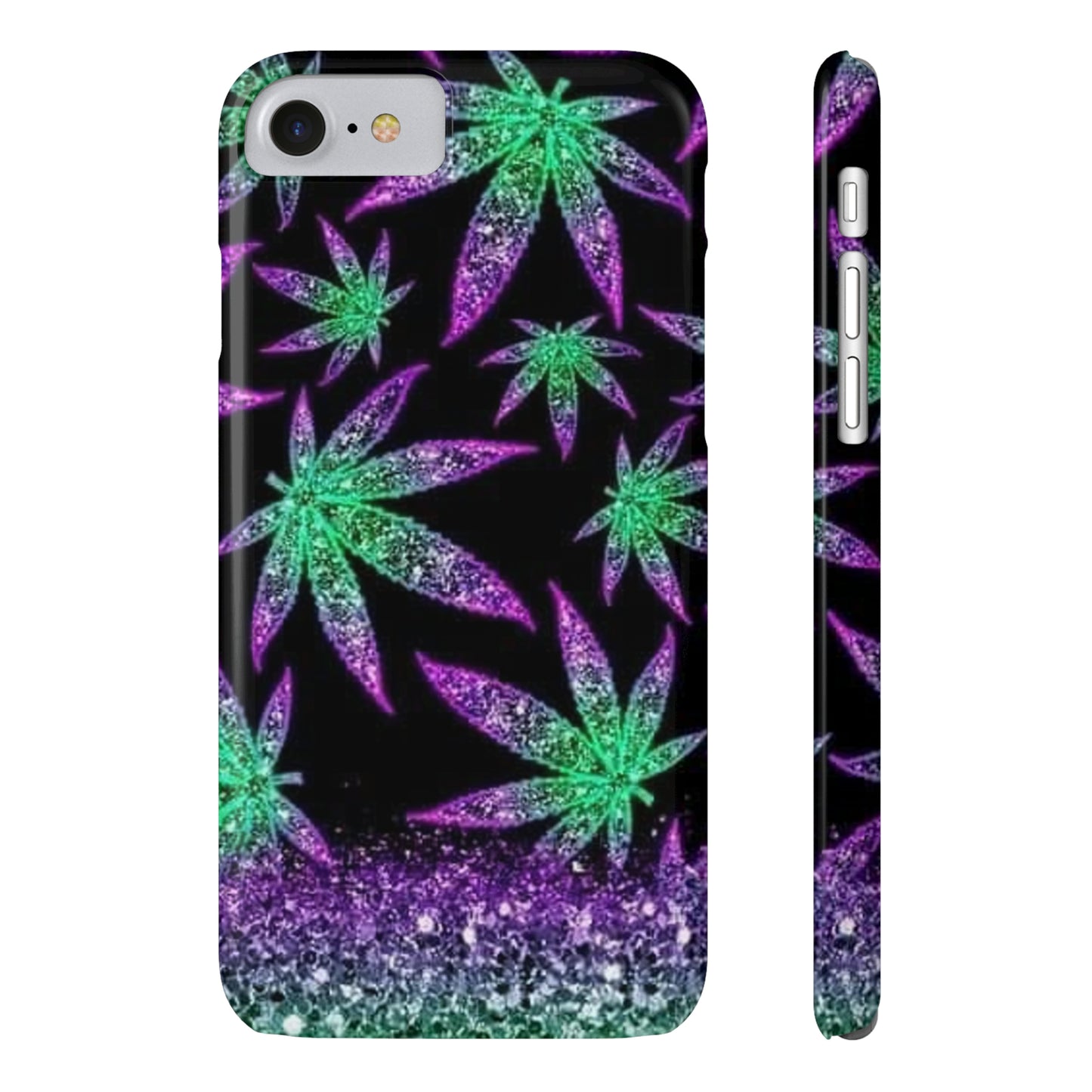 Marijuana Weed Leaf Glitter Slim Phone Case