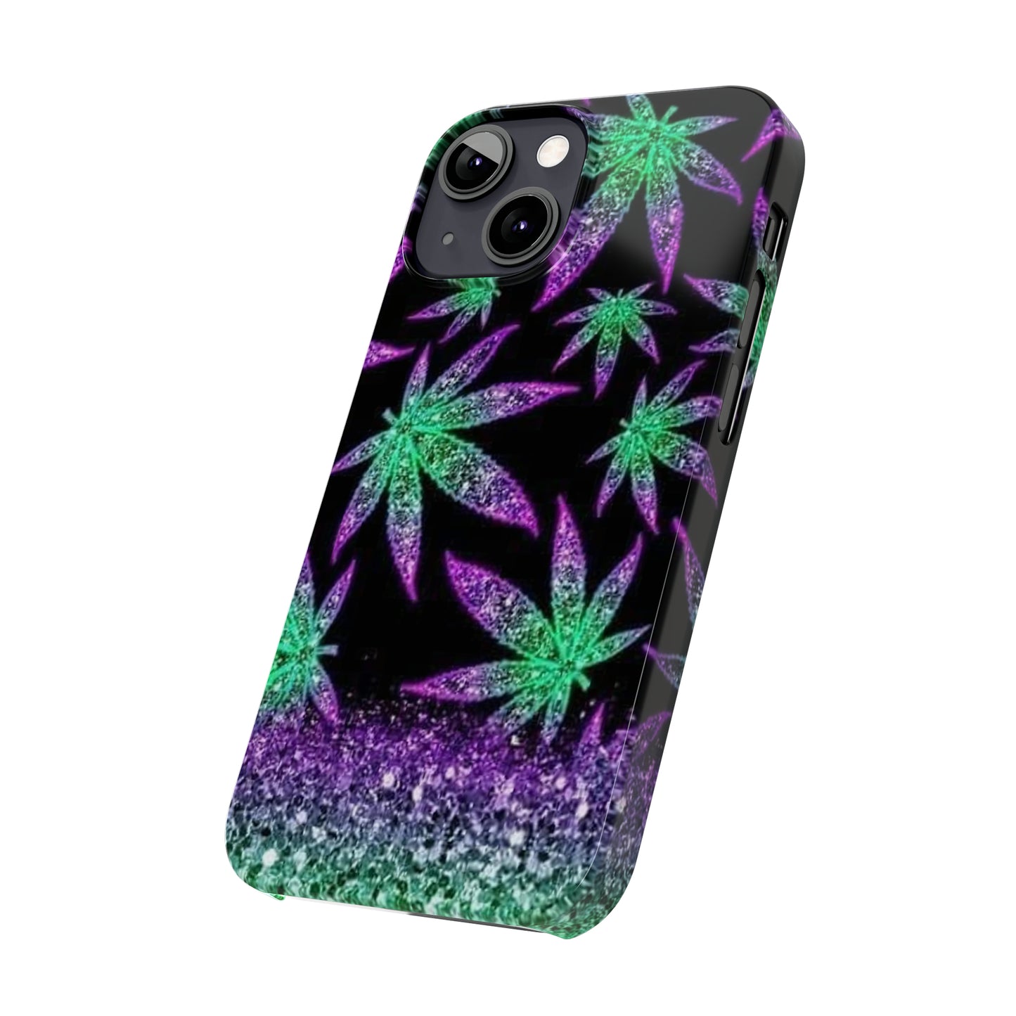 Marijuana Weed Leaf Glitter Slim Phone Case