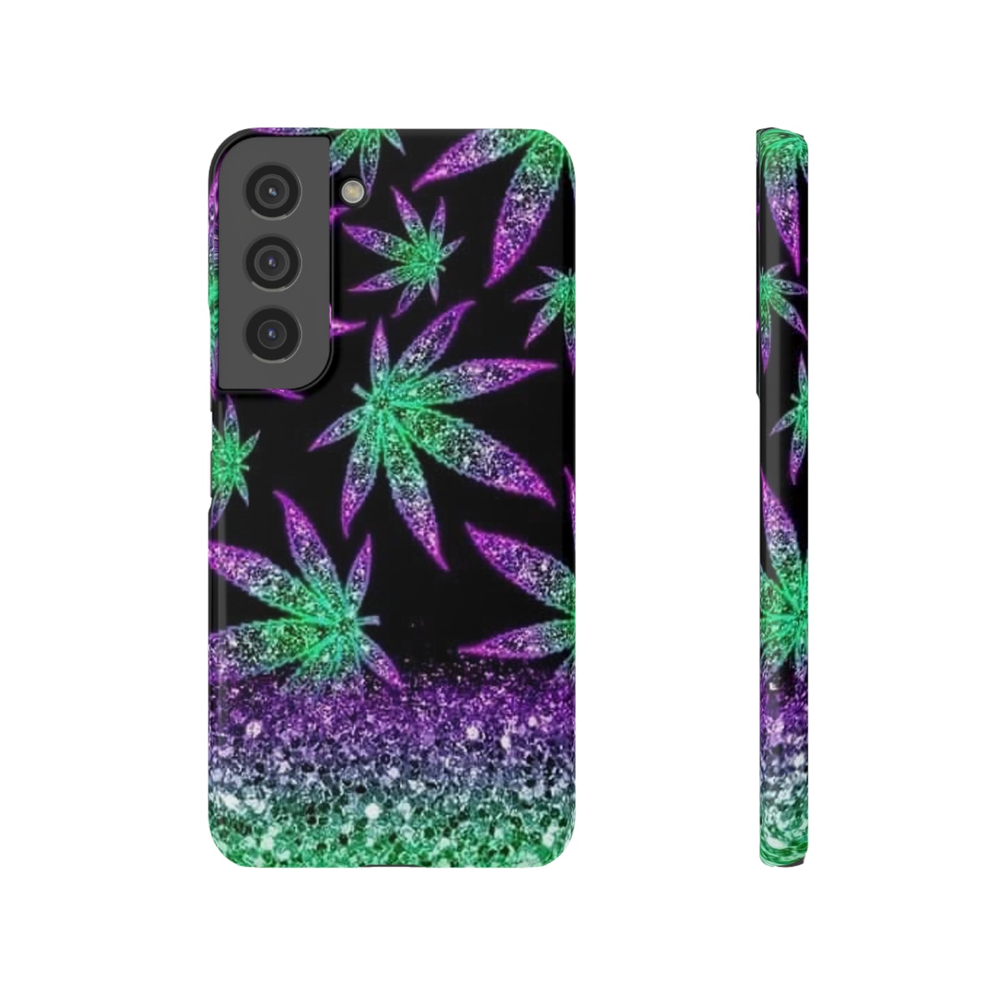 Marijuana Weed Leaf Glitter Slim Phone Case - Samsung