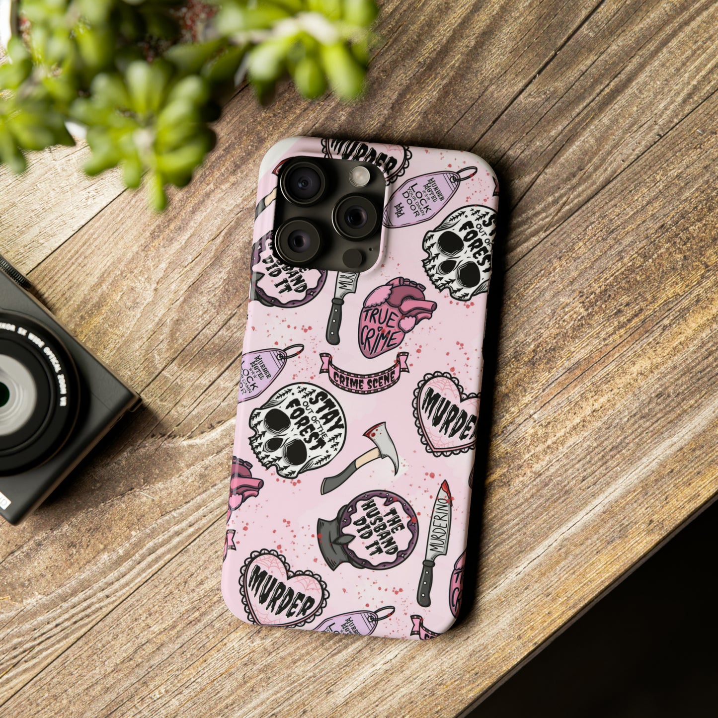 Pink True Crime Slim Phone Cases