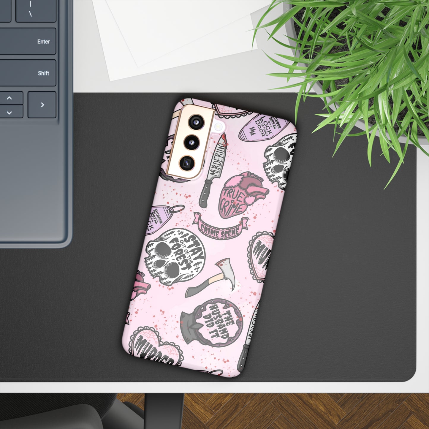 Pink True Crime Slim Phone Cases - Samsung