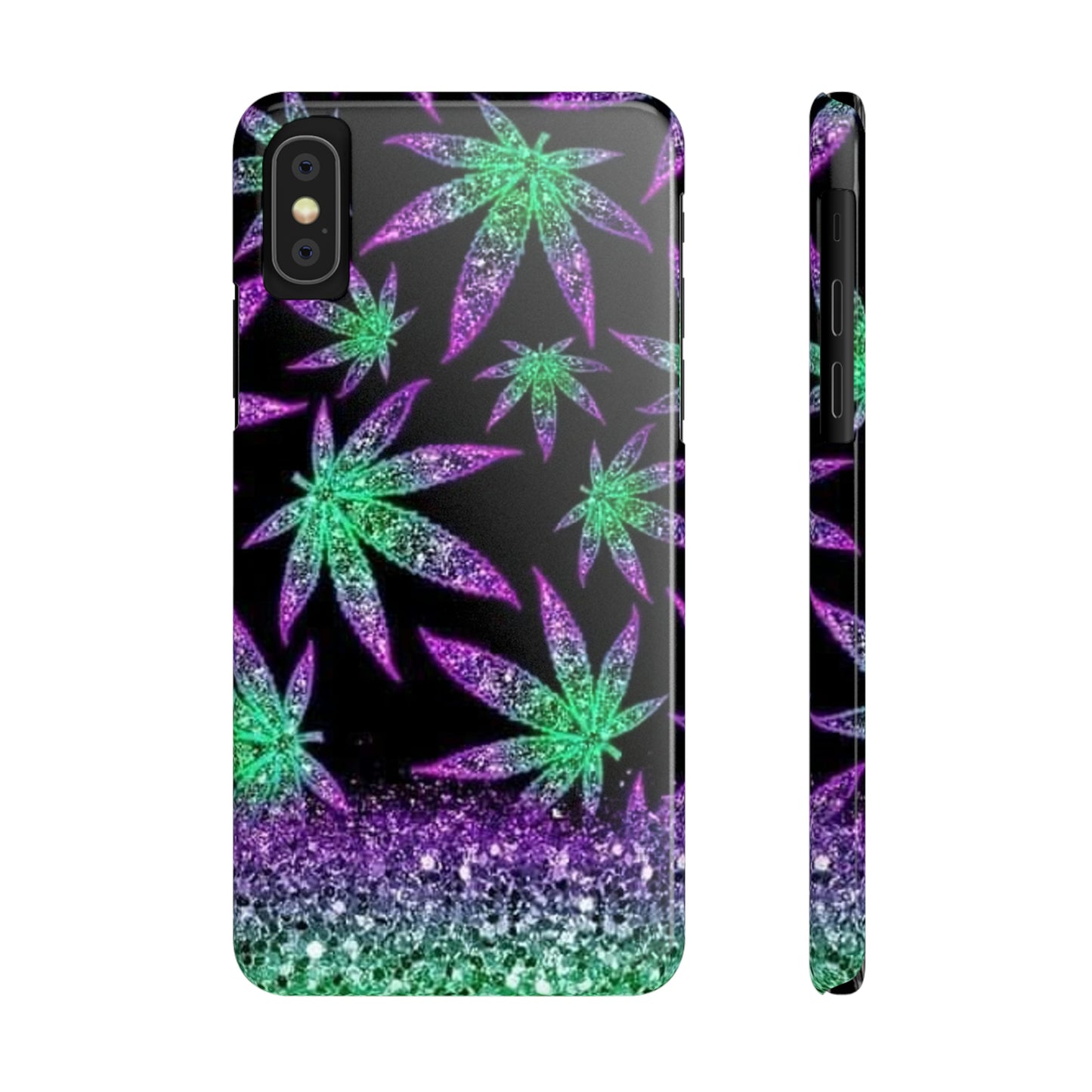 Marijuana Weed Leaf Glitter Slim Phone Case